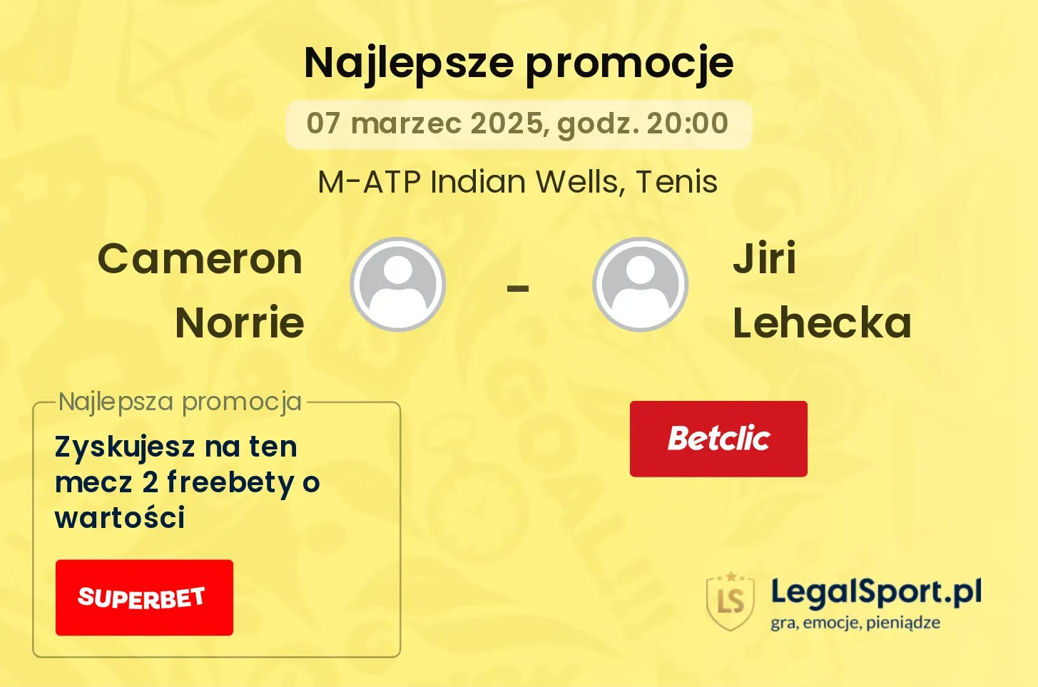 Cameron Norrie - Jiri Lehecka promocje bonusy na mecz