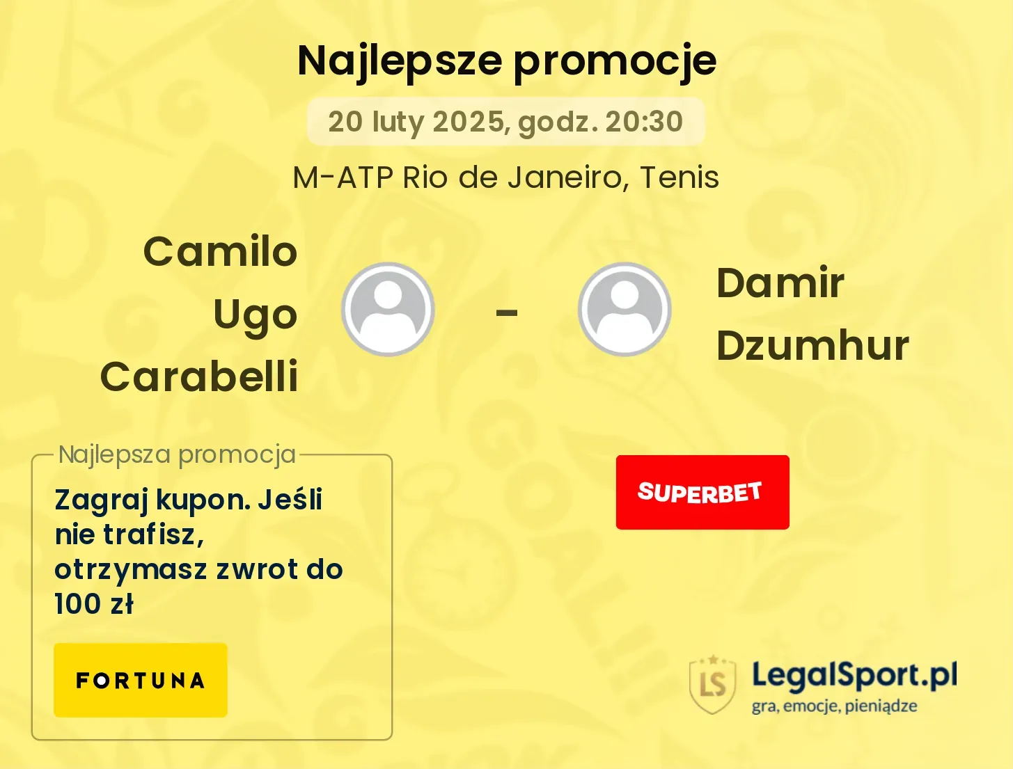 Camilo Ugo Carabelli - Damir Dzumhur promocje bonusy na mecz