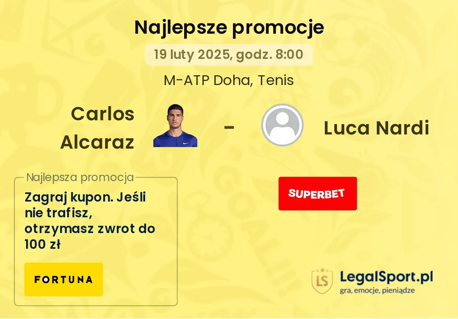 Carlos Alcaraz - Luca Nardi promocje u bukmacherów