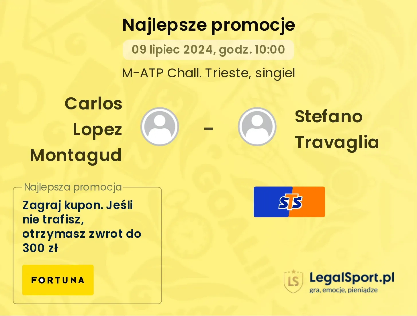 Carlos Lopez Montagud - Stefano Travaglia promocje u bukmacherów (09.07, 10:00)