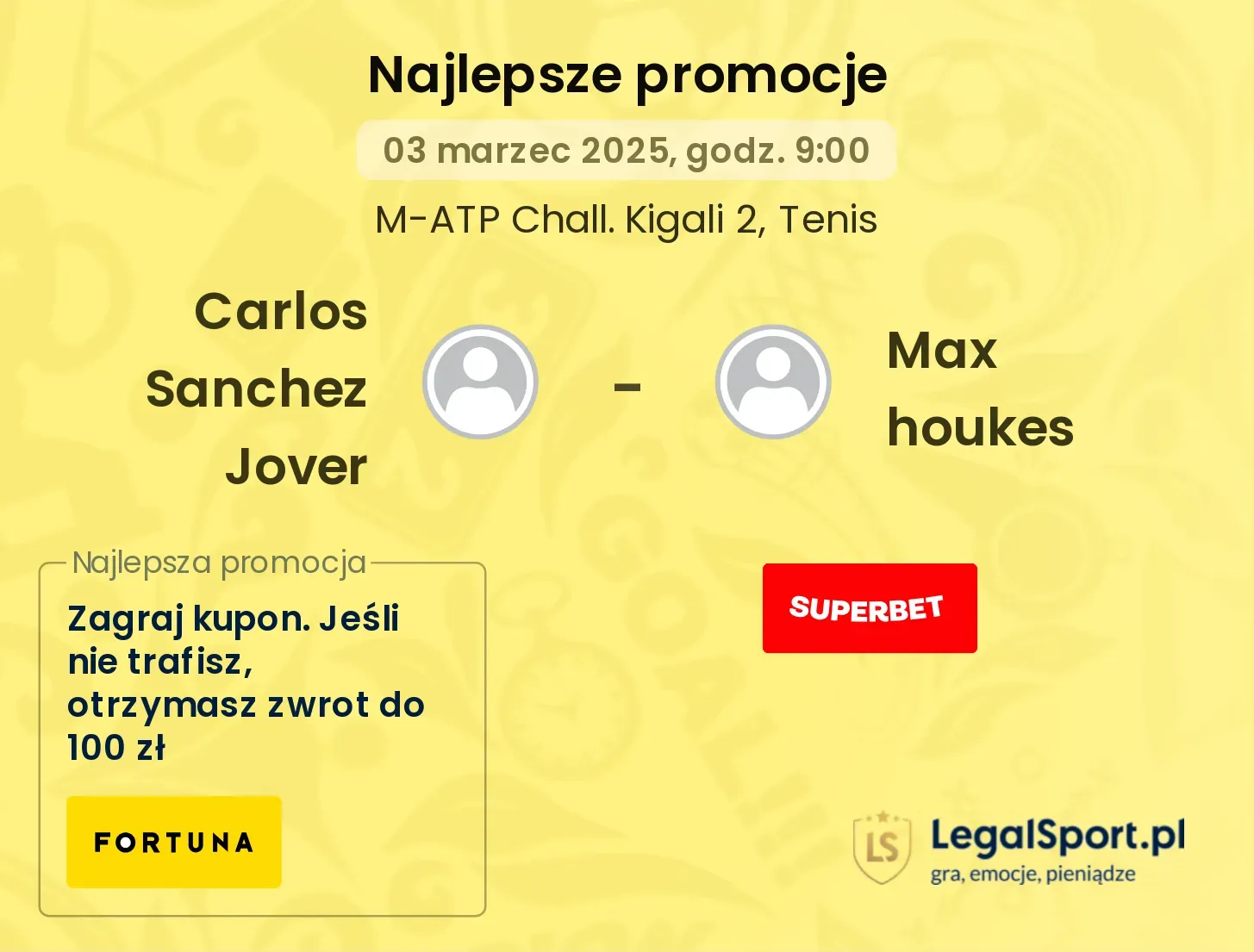 Carlos Sanchez Jover - Max houkes  promocje bonusy na mecz