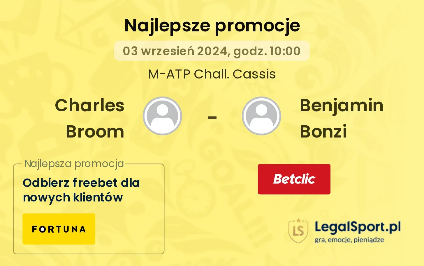 Charles Broom  - Benjamin Bonzi promocje bonusy na mecz