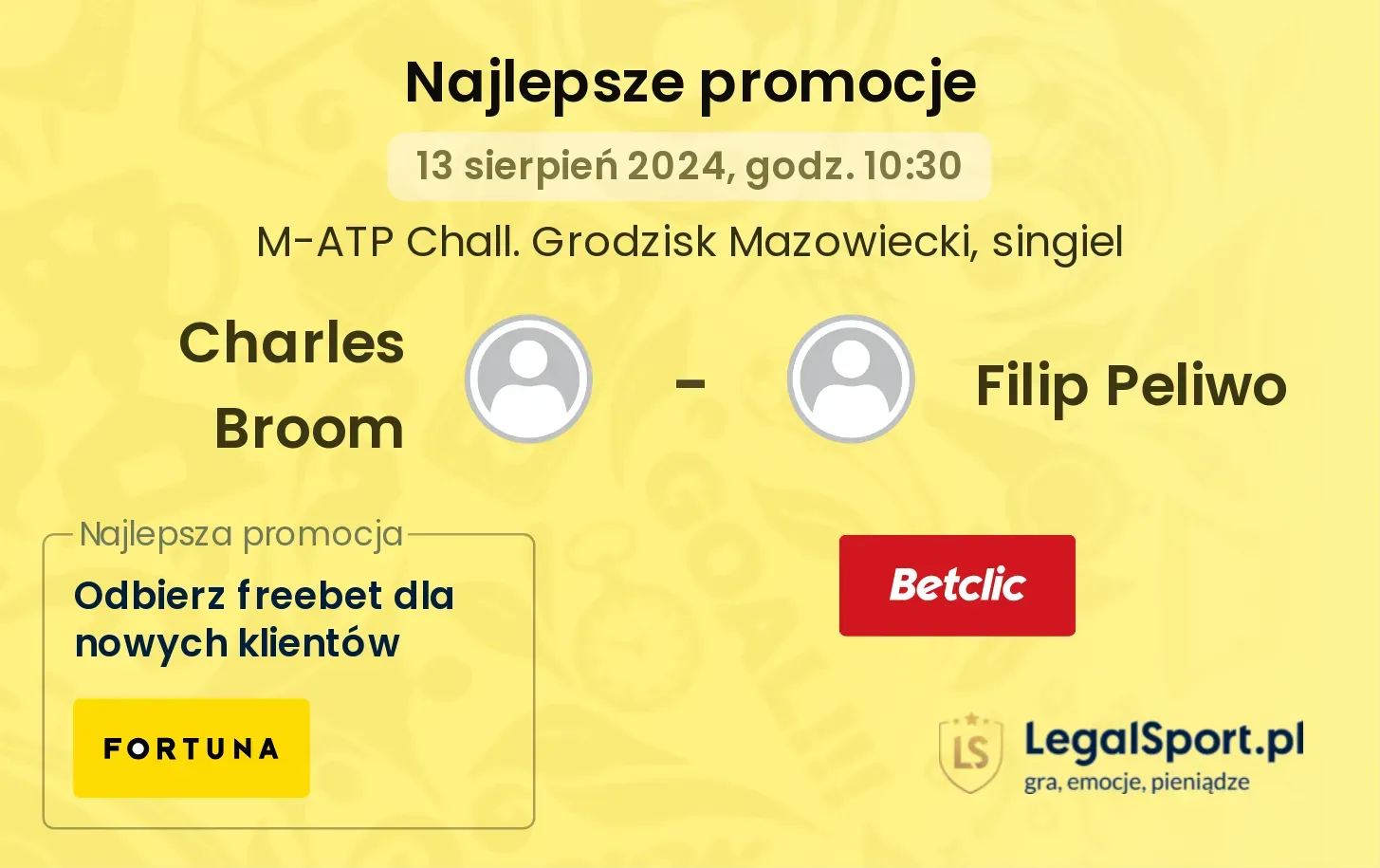 Charles Broom  - Filip Peliwo promocje bonusy na mecz