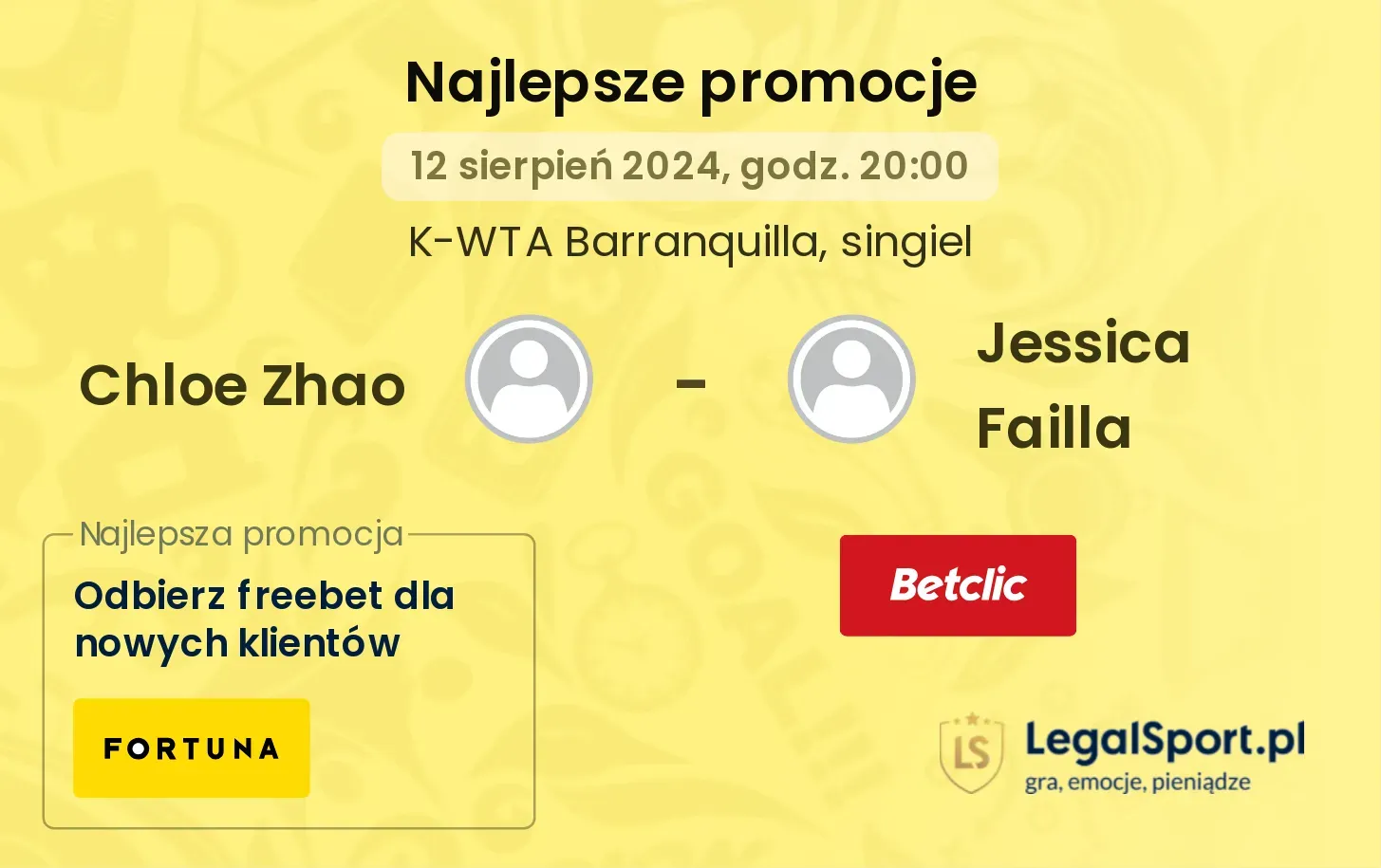 Chloe Zhao - Jessica Failla promocje bonusy na mecz