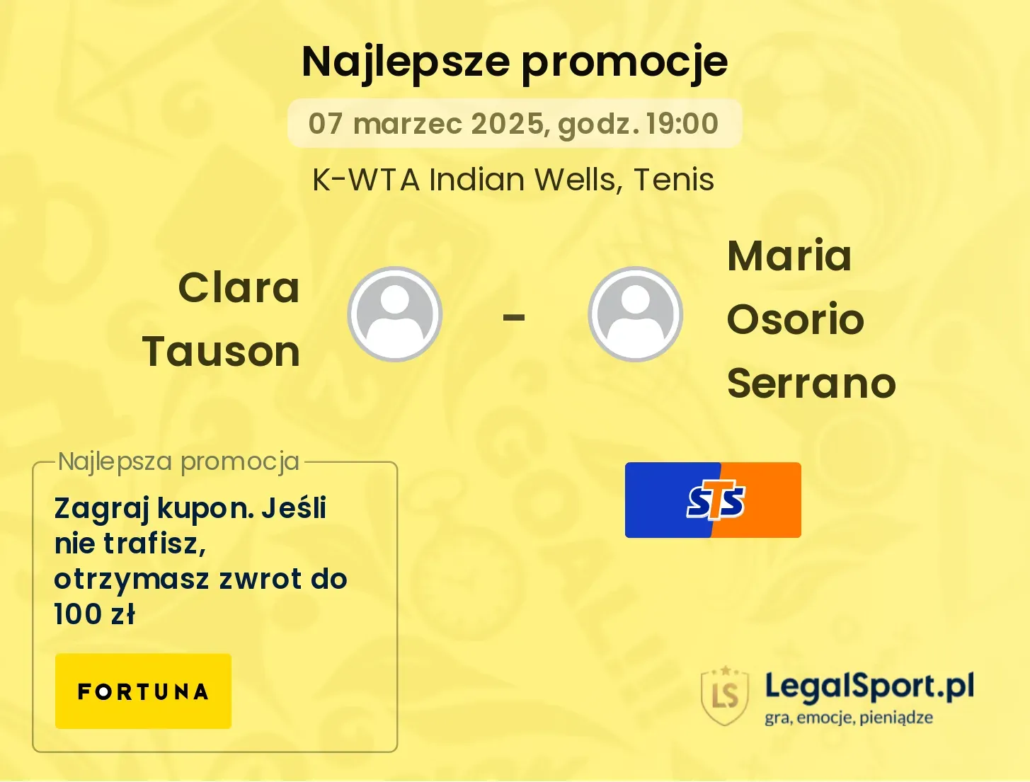 Clara Tauson - Maria Osorio Serrano promocje bonusy na mecz