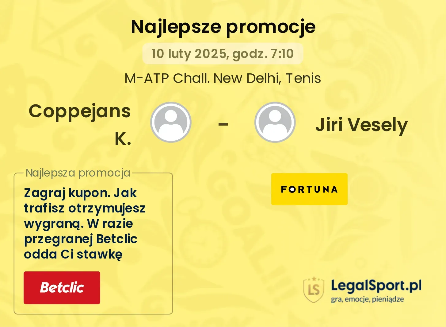 Coppejans K. - Jiri Vesely promocje bonusy na mecz