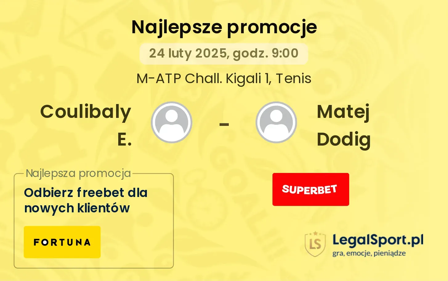 Coulibaly E. - Matej Dodig promocje bonusy na mecz