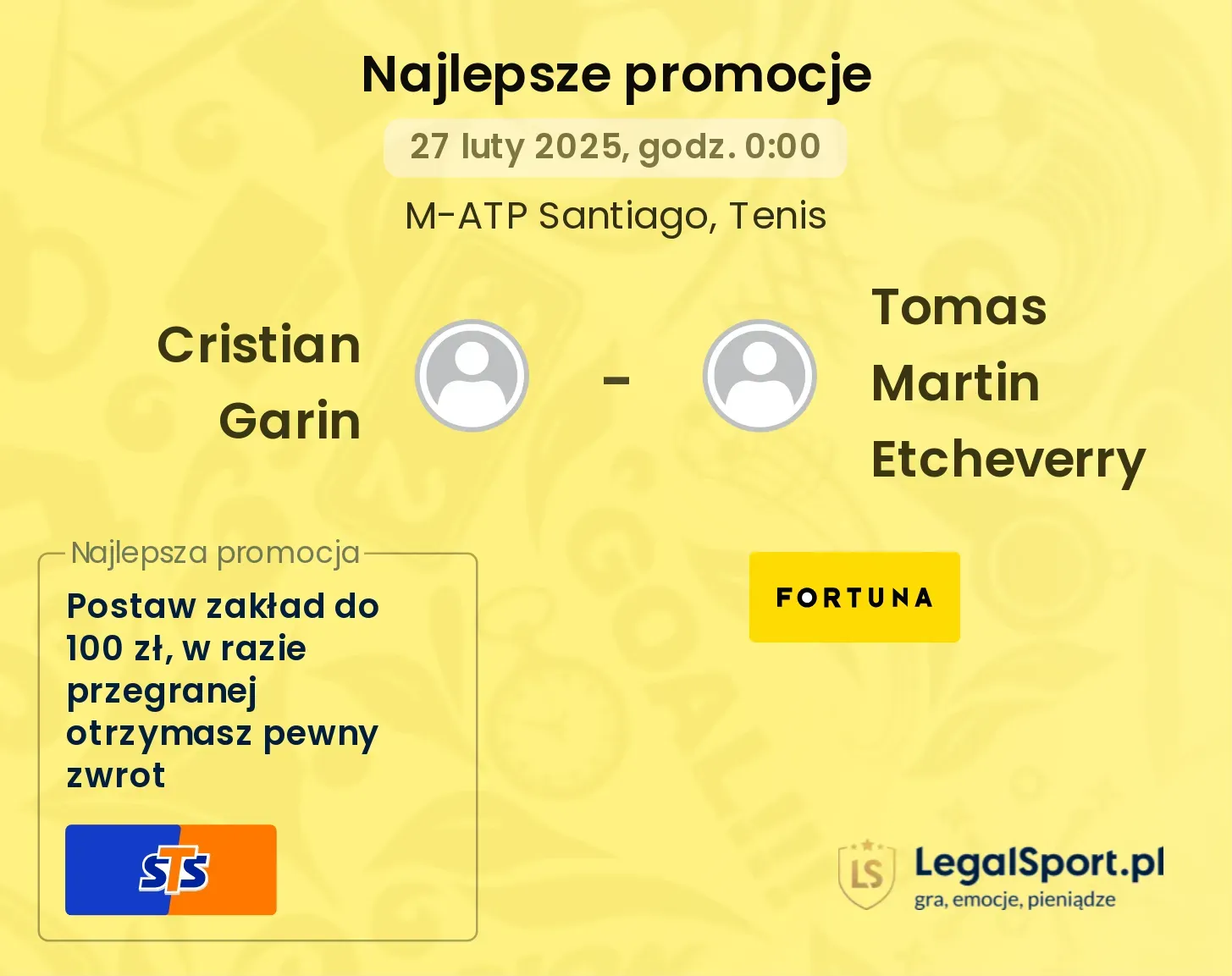 Cristian Garin - Tomas Martin Etcheverry promocje bonusy na mecz