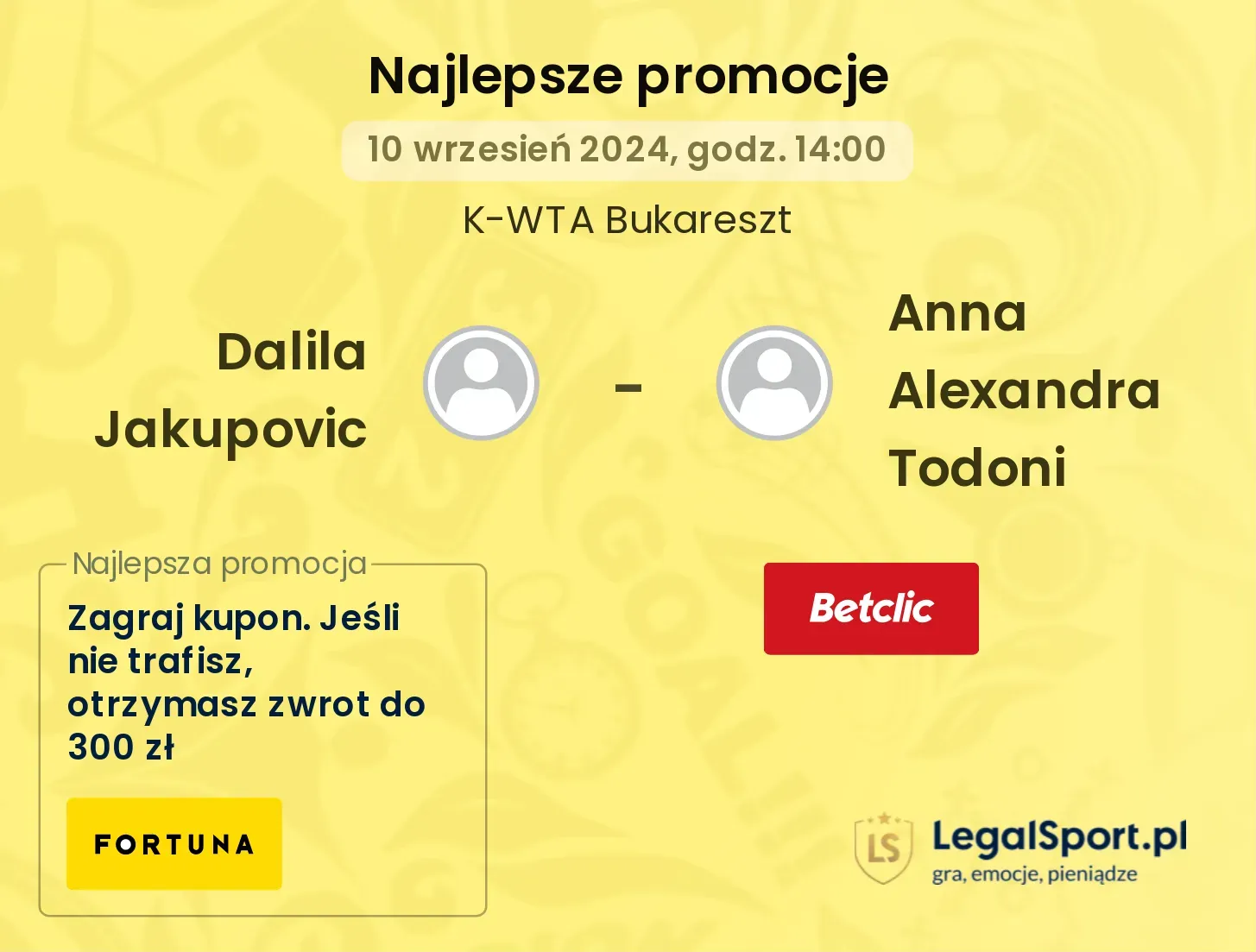 Dalila Jakupovic - Anna Alexandra Todoni promocje bonusy na mecz