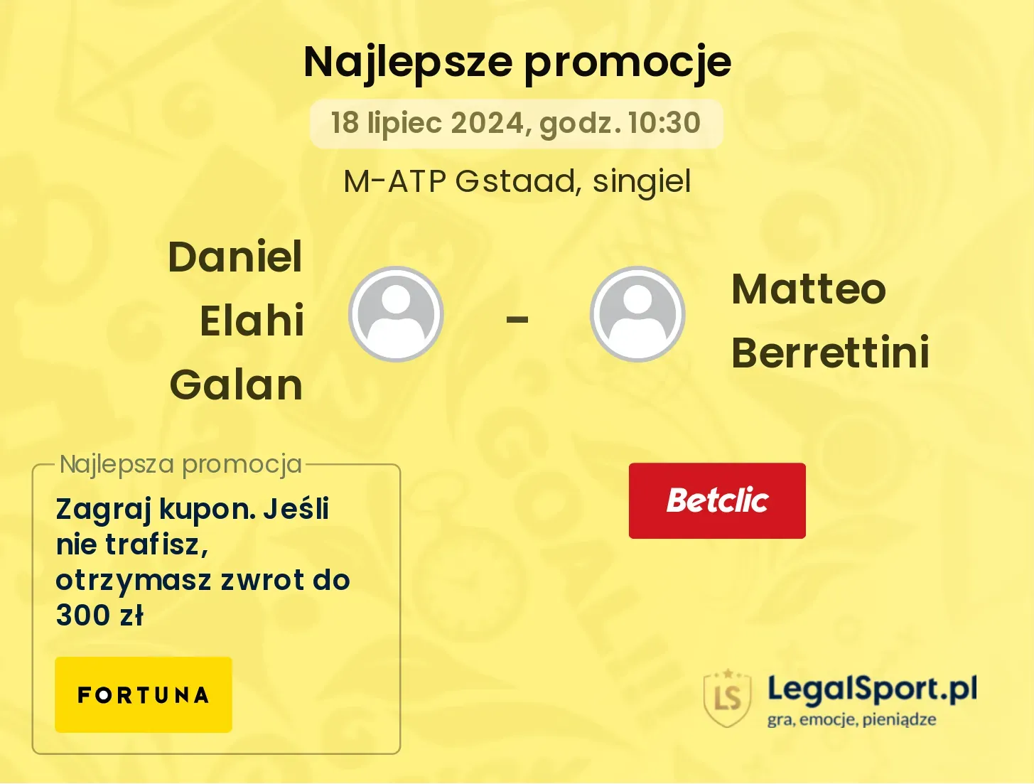 Daniel Elahi Galan - Matteo Berrettini promocje bonusy na mecz