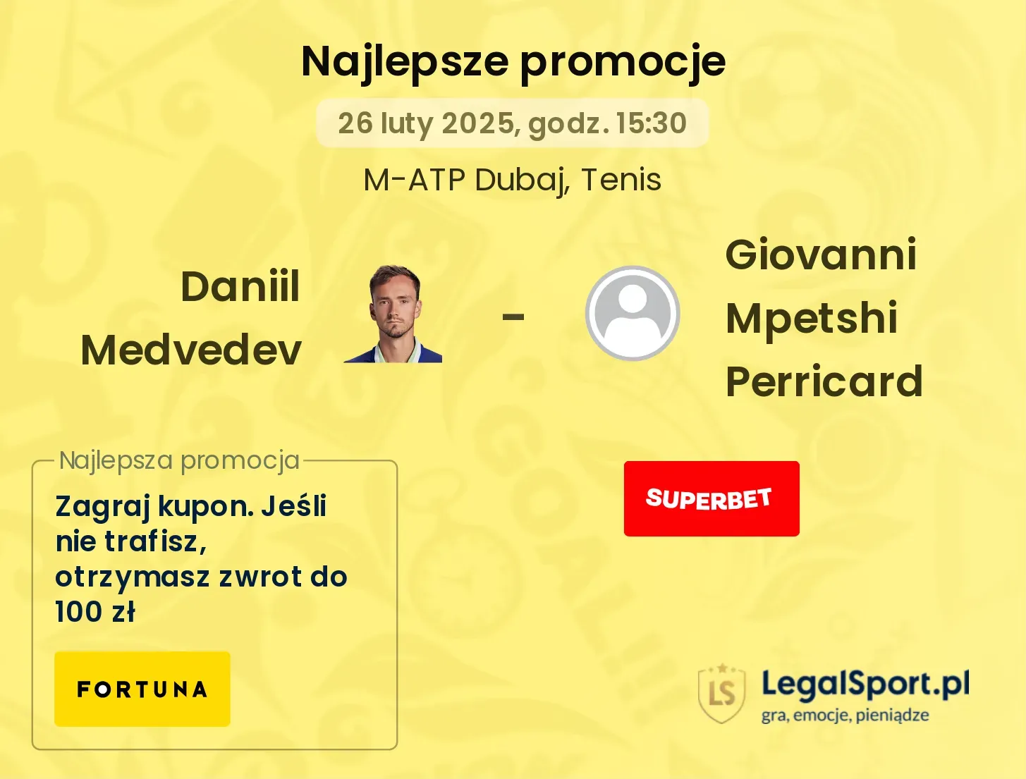 Daniil Medvedev - Giovanni Mpetshi Perricard promocje bonusy na mecz