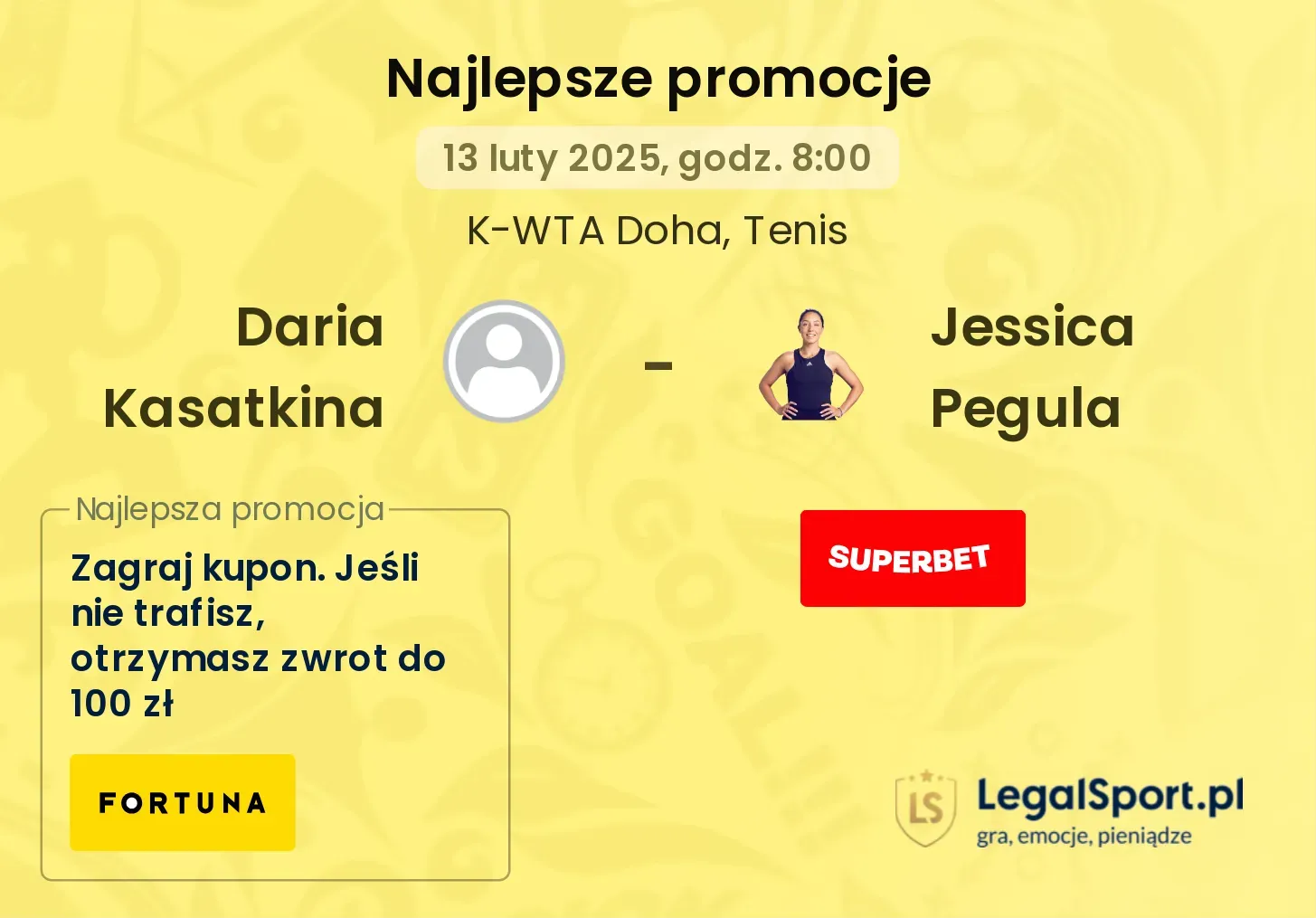 Daria Kasatkina - Jessica Pegula promocje u bukmacherów