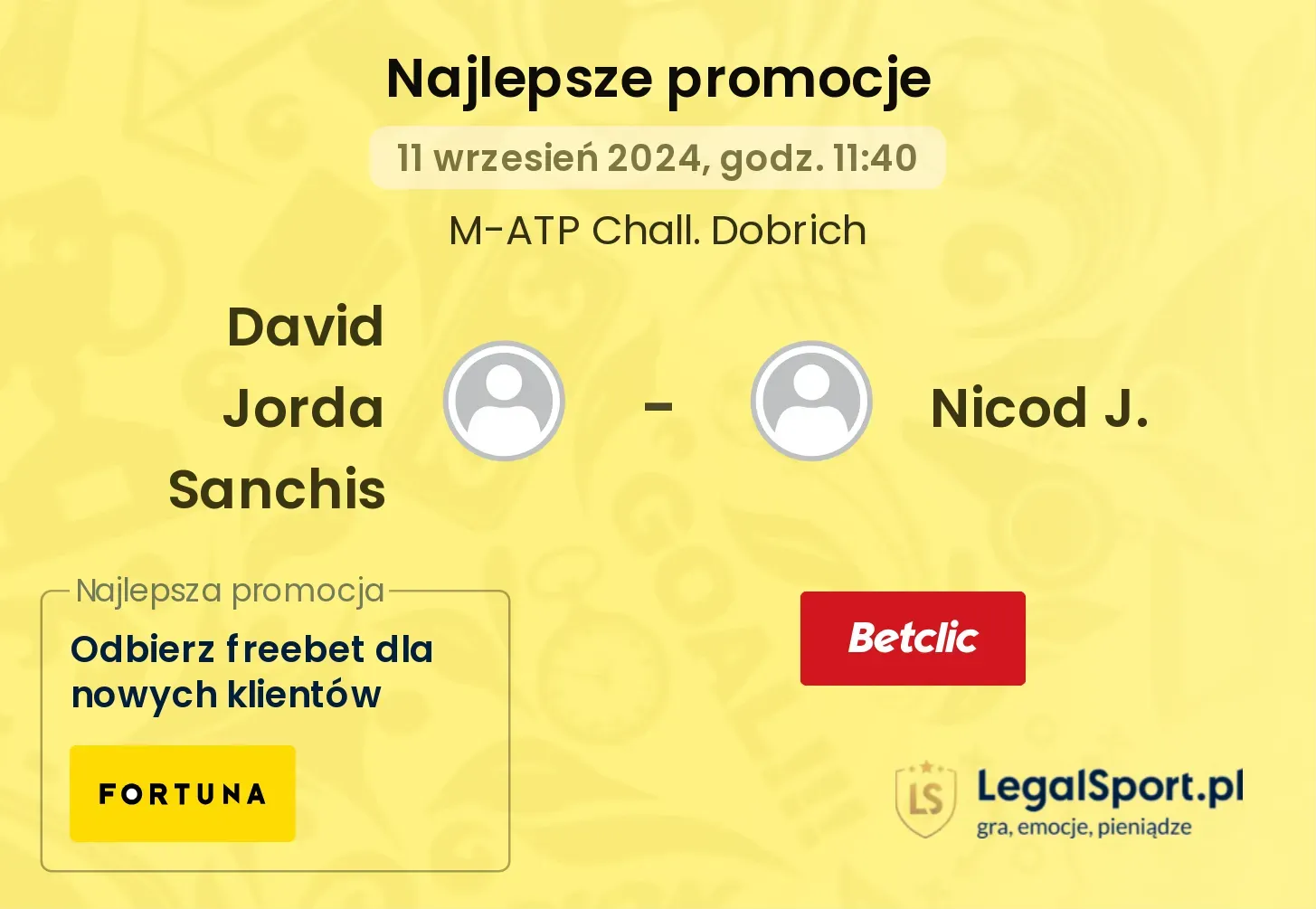 David Jorda Sanchis - Nicod J. promocje bonusy na mecz