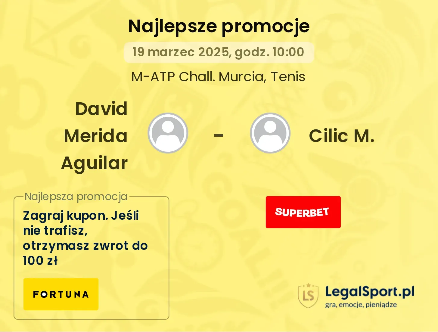 David Merida Aguilar - Cilic M. promocje u bukmacherów