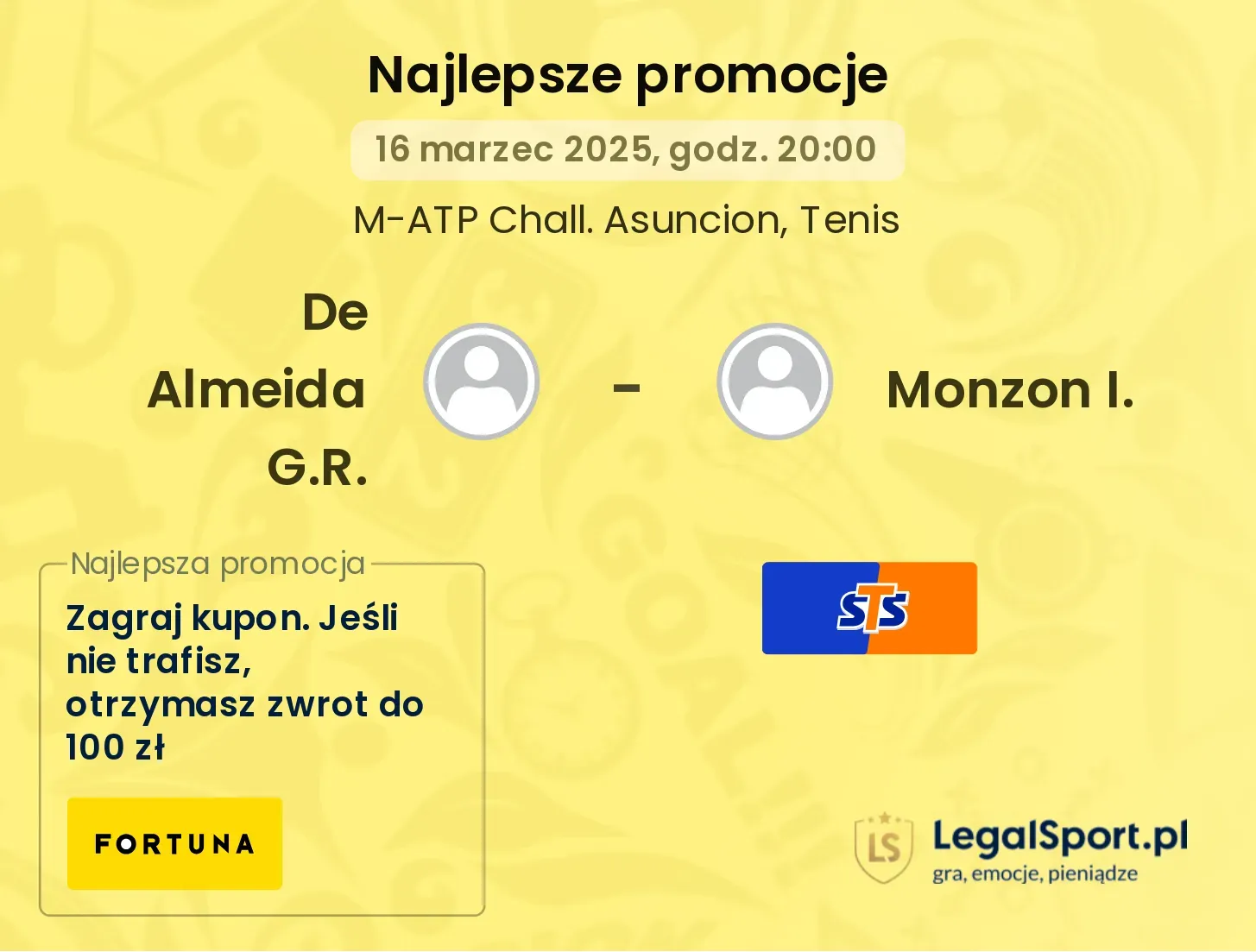 De Almeida G.R. - Monzon I. promocje bonusy na mecz