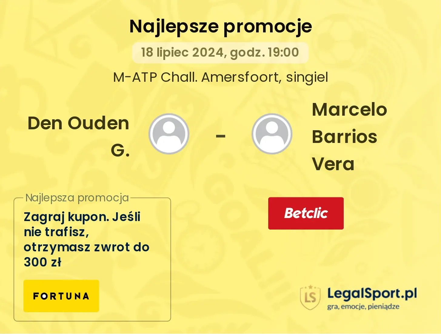 Den Ouden G. - Marcelo Barrios Vera  promocje u bukmacherów (18.07, 19:00)