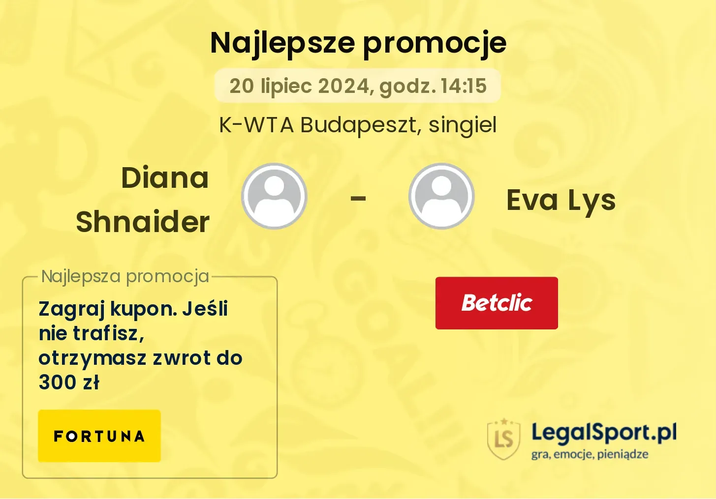 Diana Shnaider - Eva Lys promocje bonusy na mecz