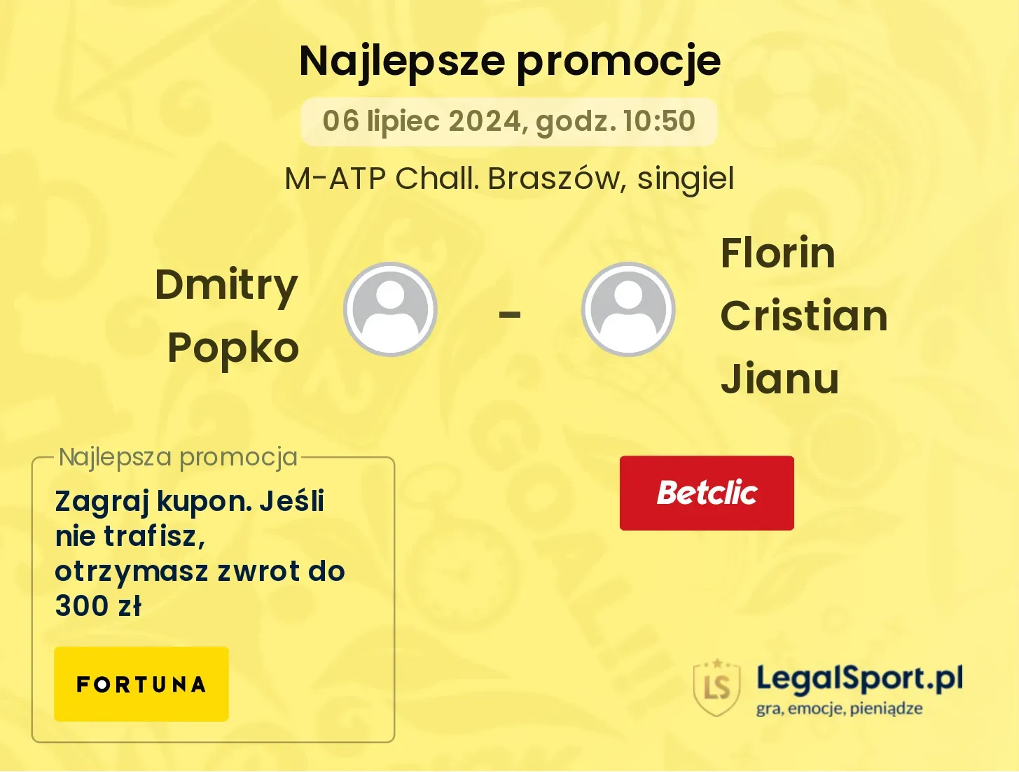 Dmitry Popko - Florin Cristian Jianu promocje bonusy na mecz