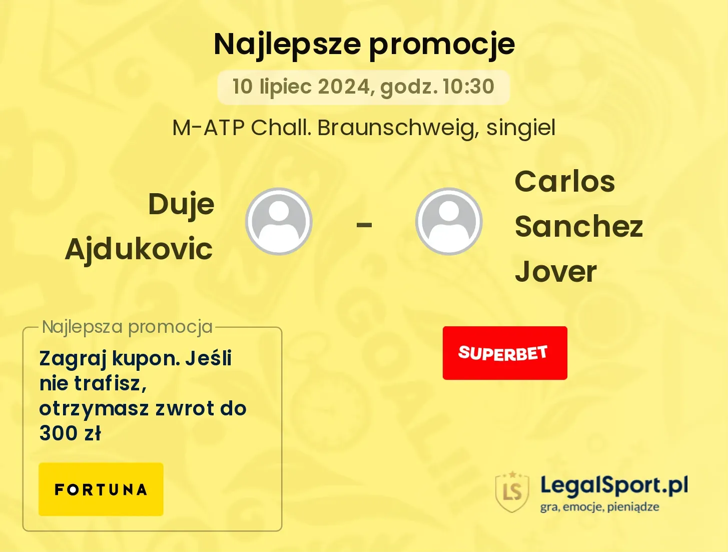 Duje Ajdukovic - Carlos Sanchez Jover promocje bonusy na mecz