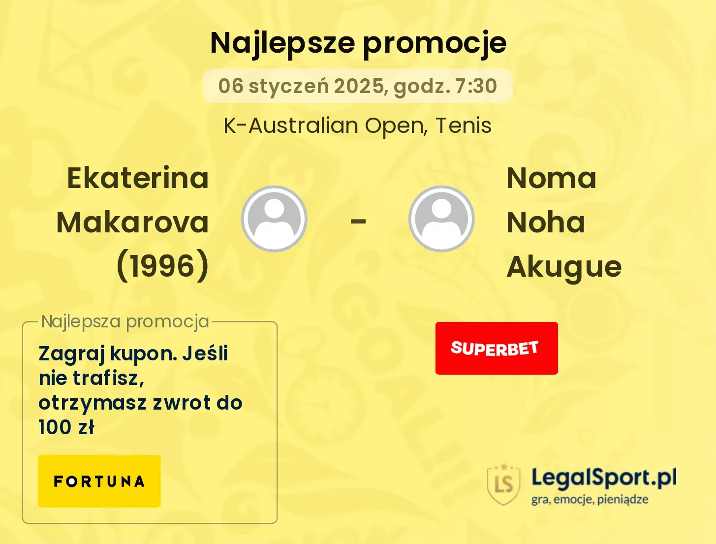 Ekaterina Makarova (1996) - Noma Noha Akugue promocje bonusy na mecz