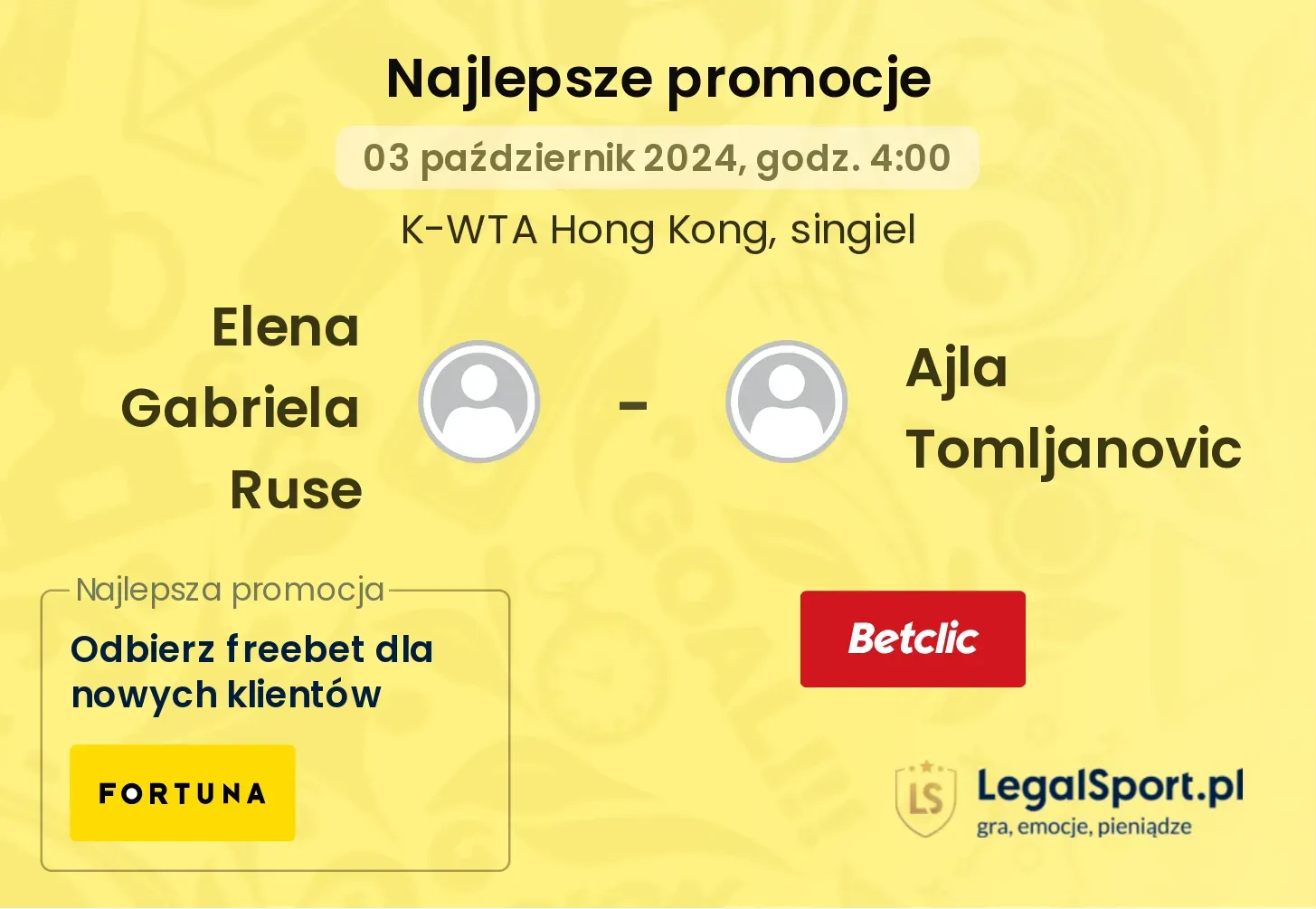 Elena Gabriela Ruse - Ajla Tomljanovic promocje bonusy na mecz