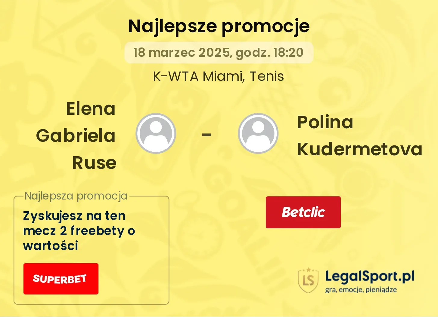 Elena Gabriela Ruse - Polina Kudermetova promocje bonusy na mecz