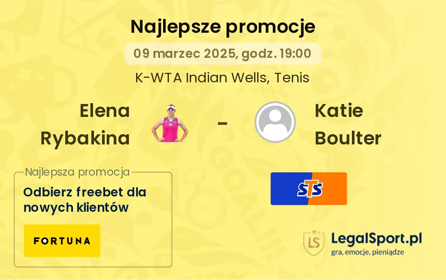 Elena Rybakina - Katie Boulter promocje u bukmacherów