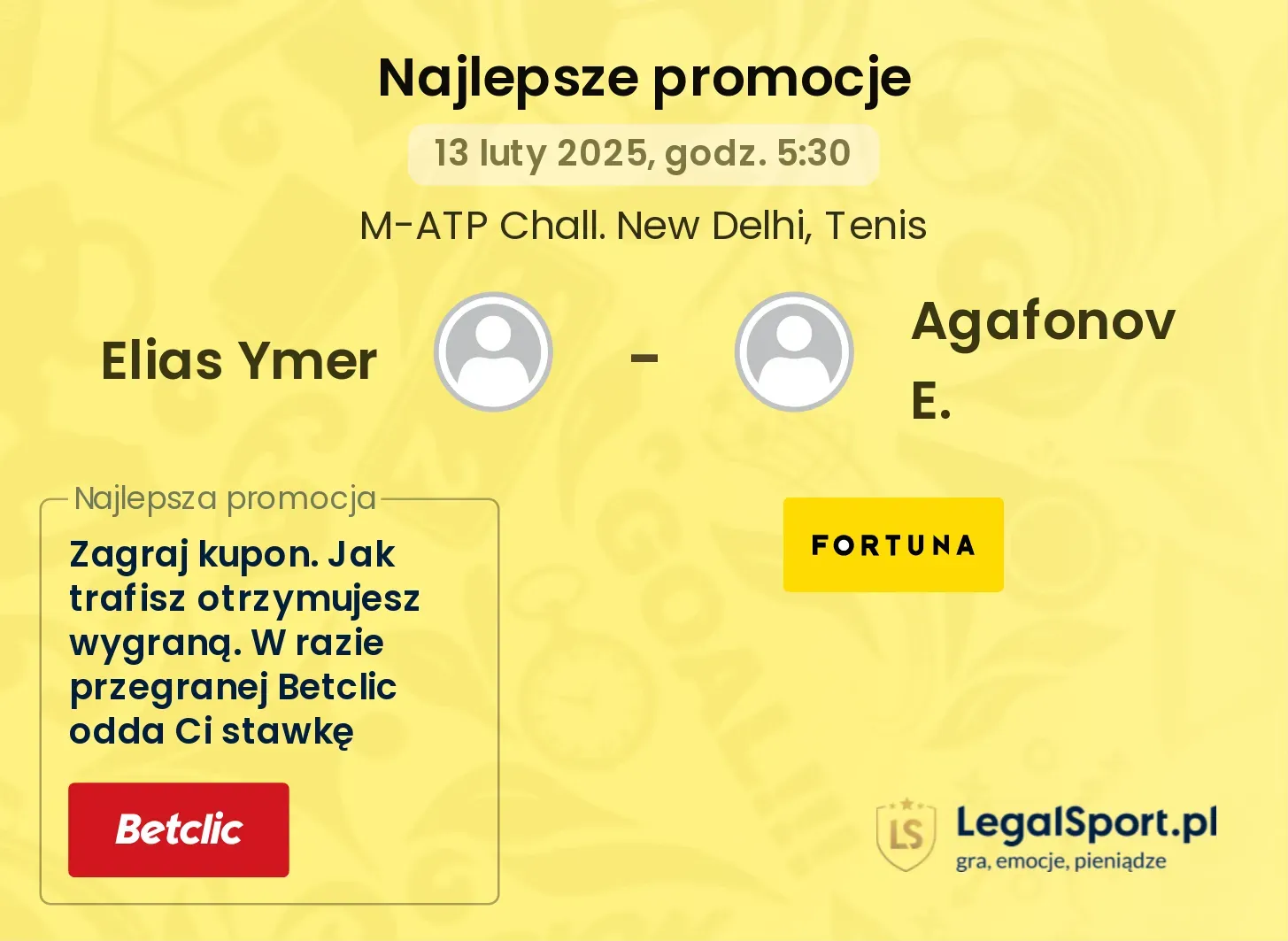 Elias Ymer - Agafonov E. promocje bukmacherskie