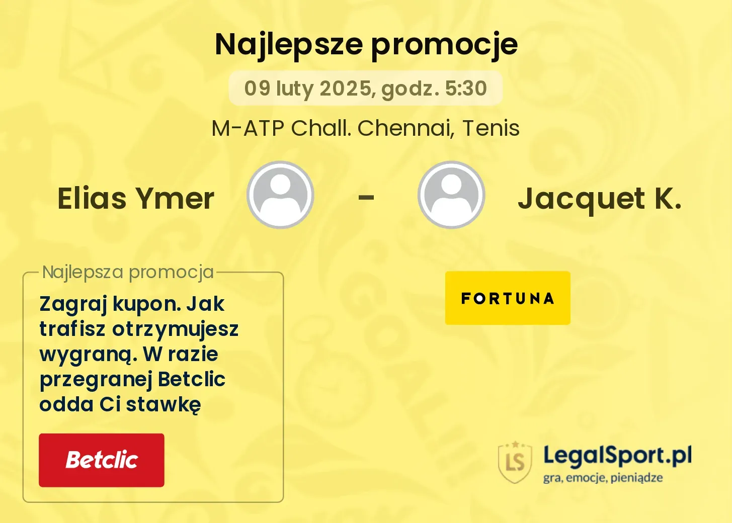 Elias Ymer - Jacquet K. promocje bonusy na mecz