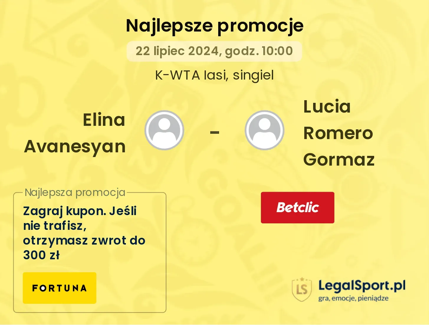 Elina Avanesyan - Lucia Romero Gormaz promocje bonusy na mecz