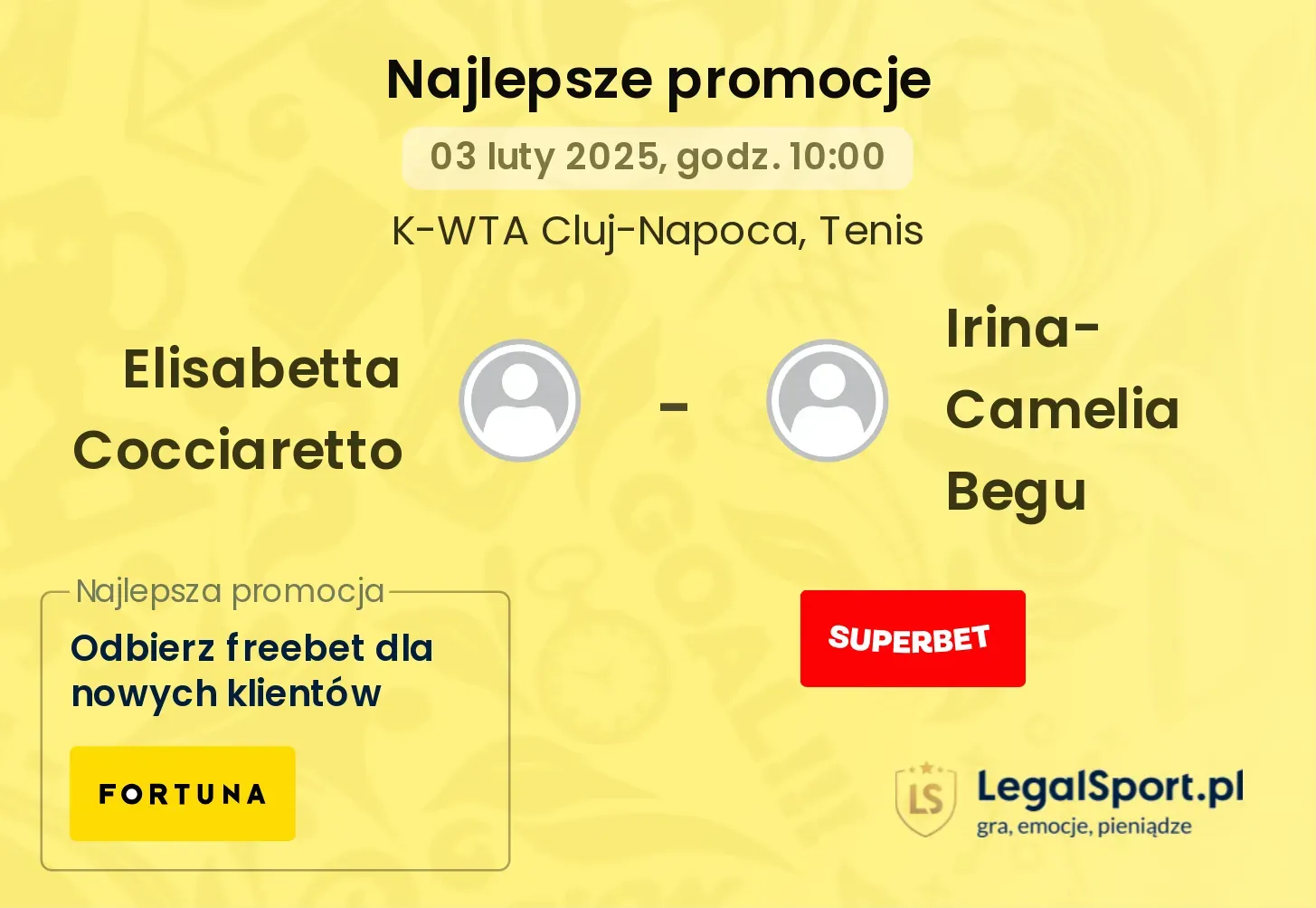 Elisabetta Cocciaretto - Irina-Camelia Begu promocje bonusy na mecz