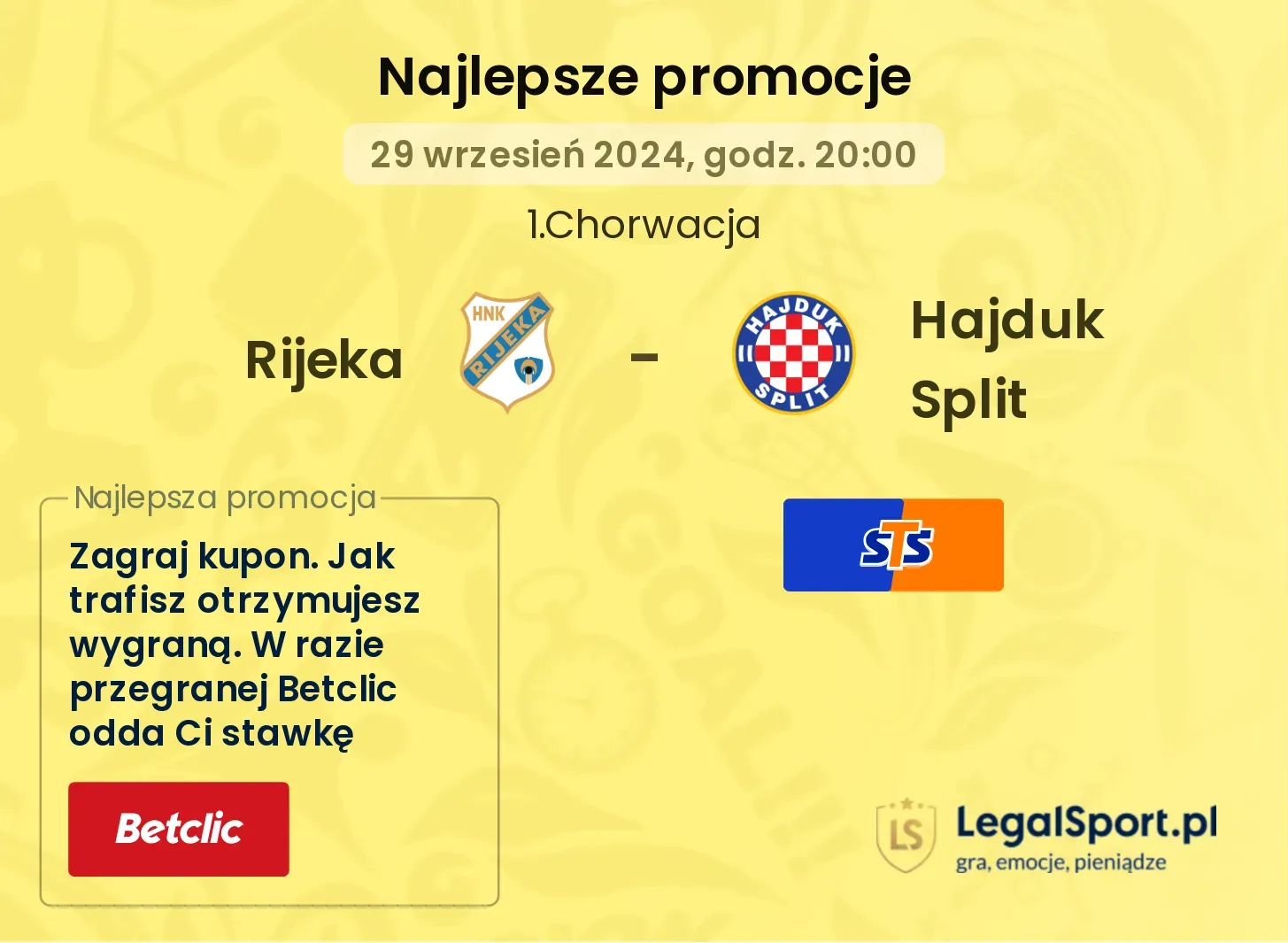 Rijeka - Hajduk Split promocje bonusy na mecz