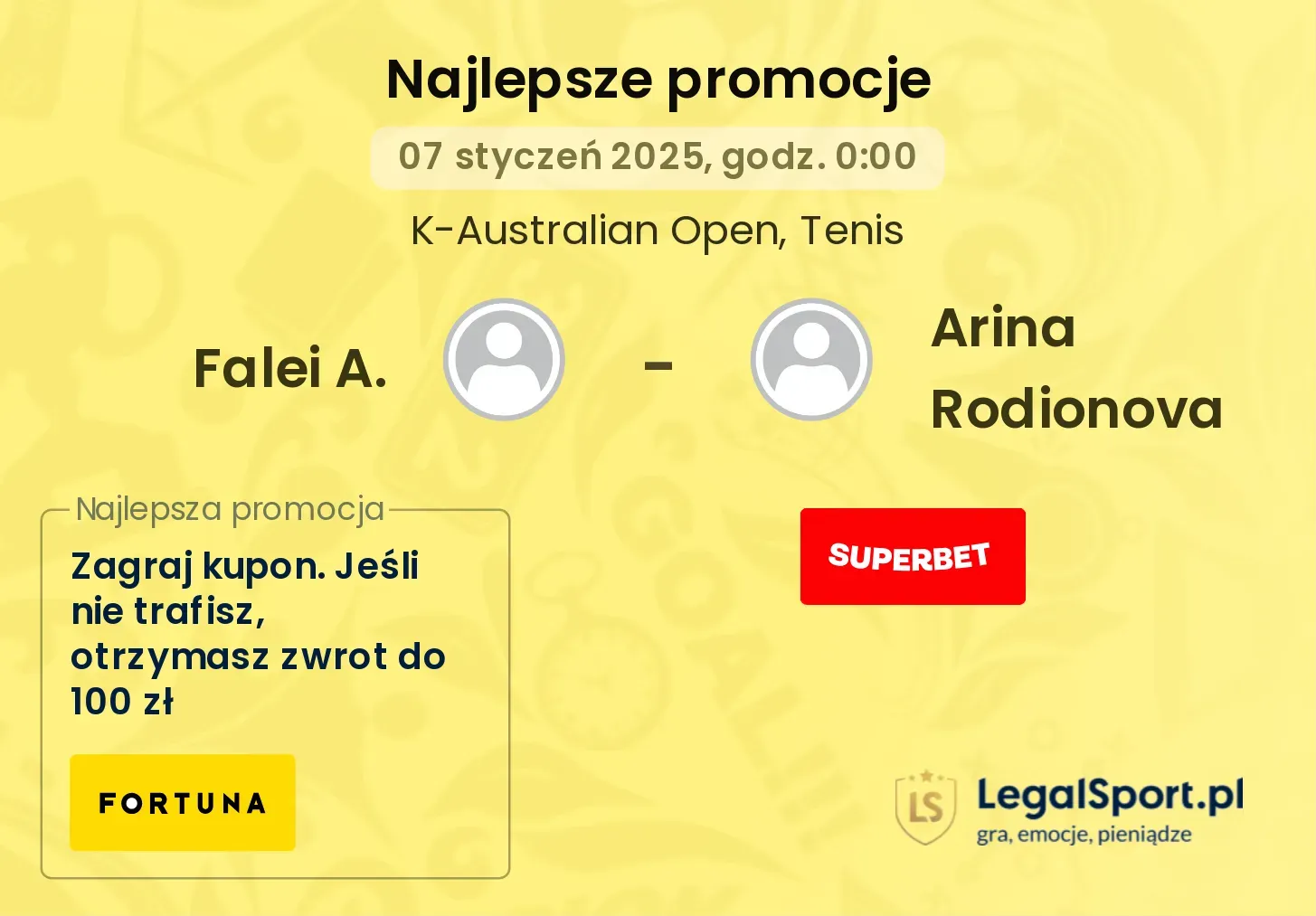 Falei A. - Arina Rodionova promocje bonusy na mecz