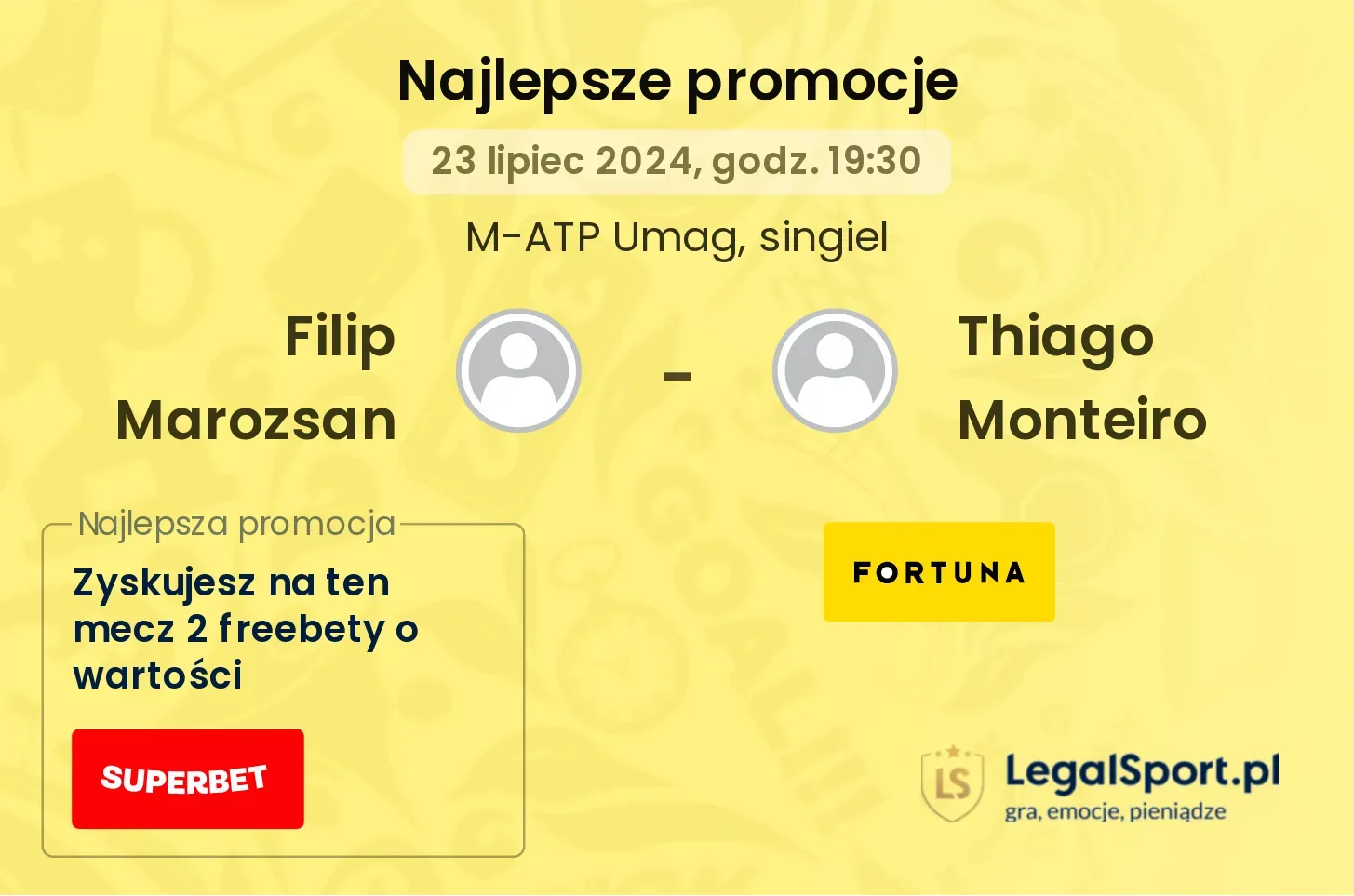 Filip Marozsan - Thiago Monteiro promocje bonusy na mecz