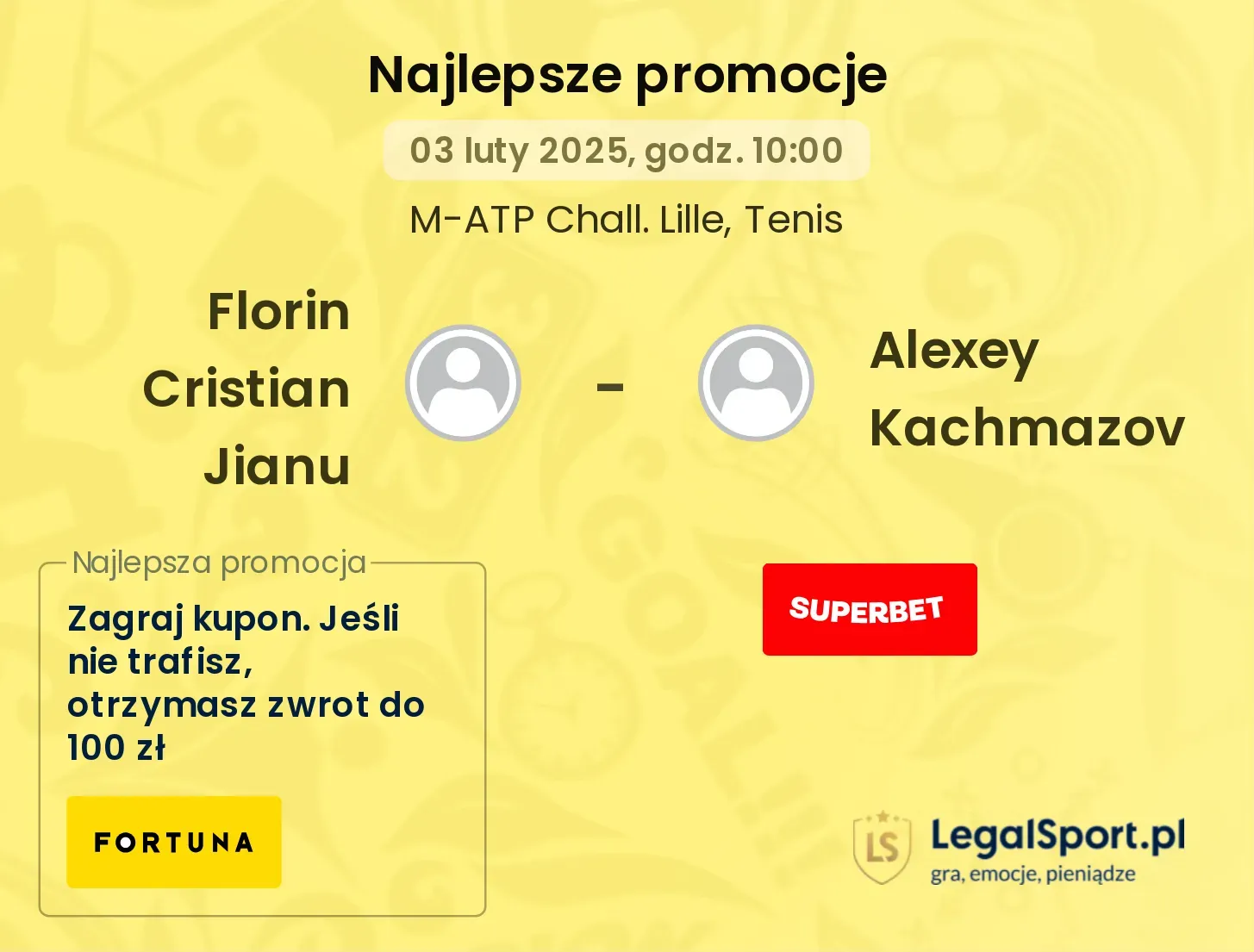 Florin Cristian Jianu - Alexey Kachmazov promocje bonusy na mecz