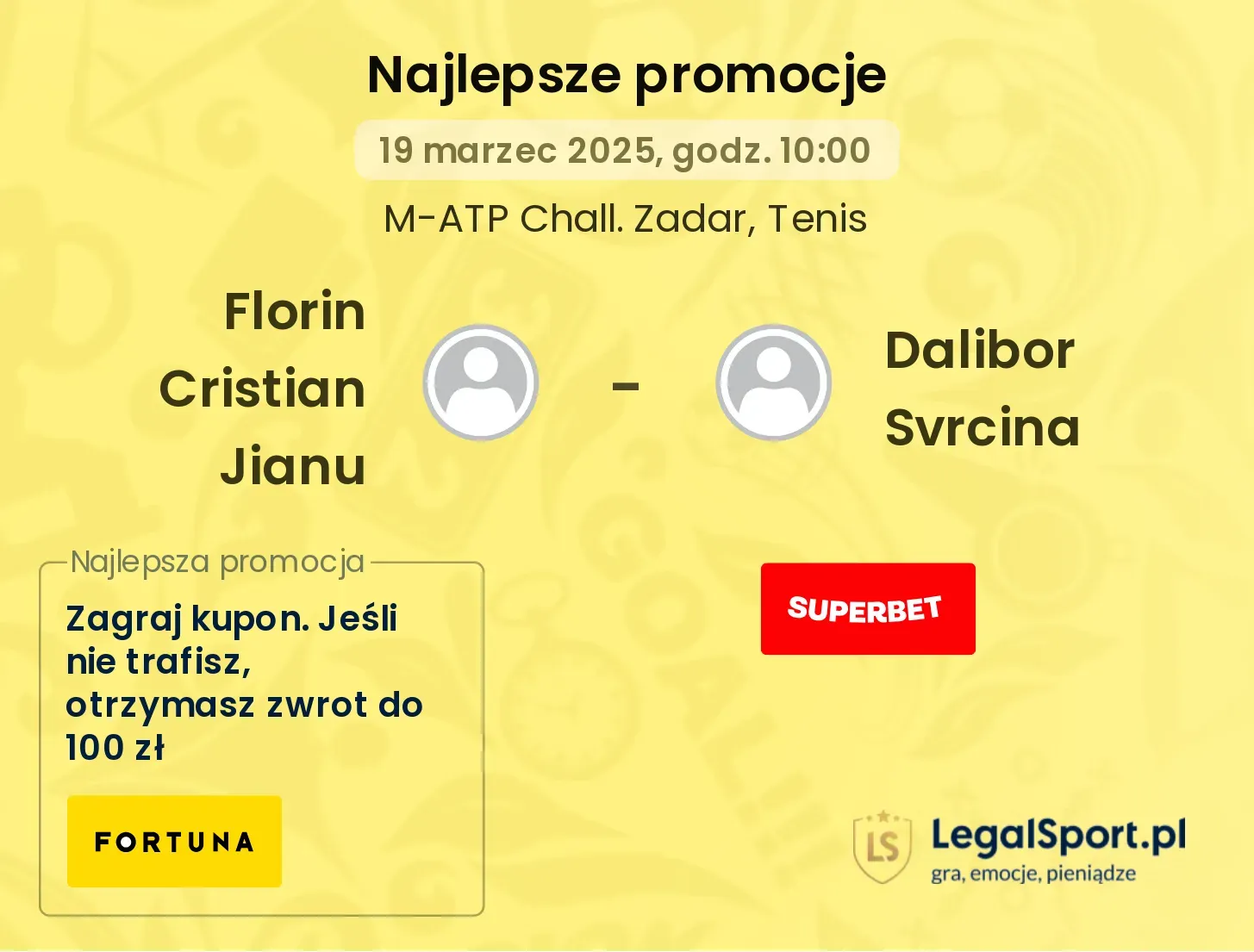 Florin Cristian Jianu - Dalibor Svrcina promocje bonusy na mecz