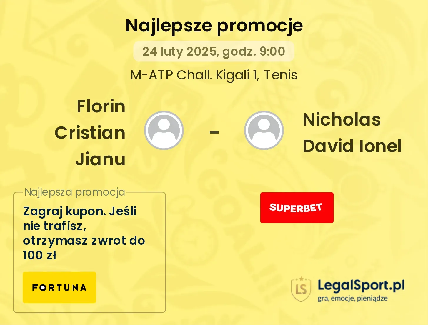 Florin Cristian Jianu - Nicholas David Ionel promocje bonusy na mecz