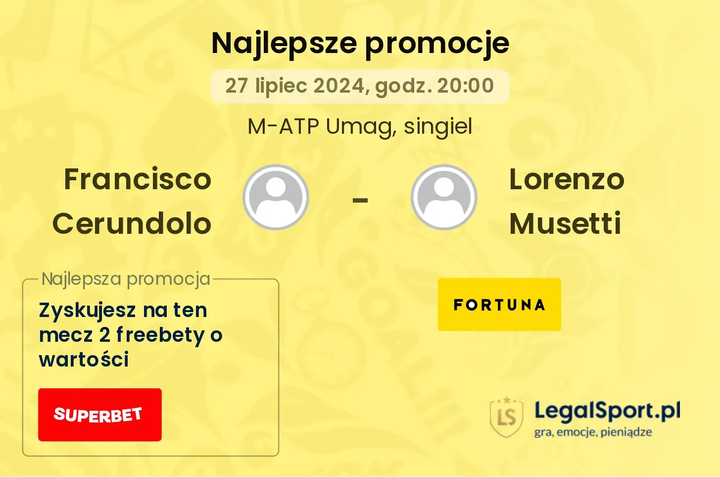 Francisco Cerundolo - Lorenzo Musetti promocje bonusy na mecz