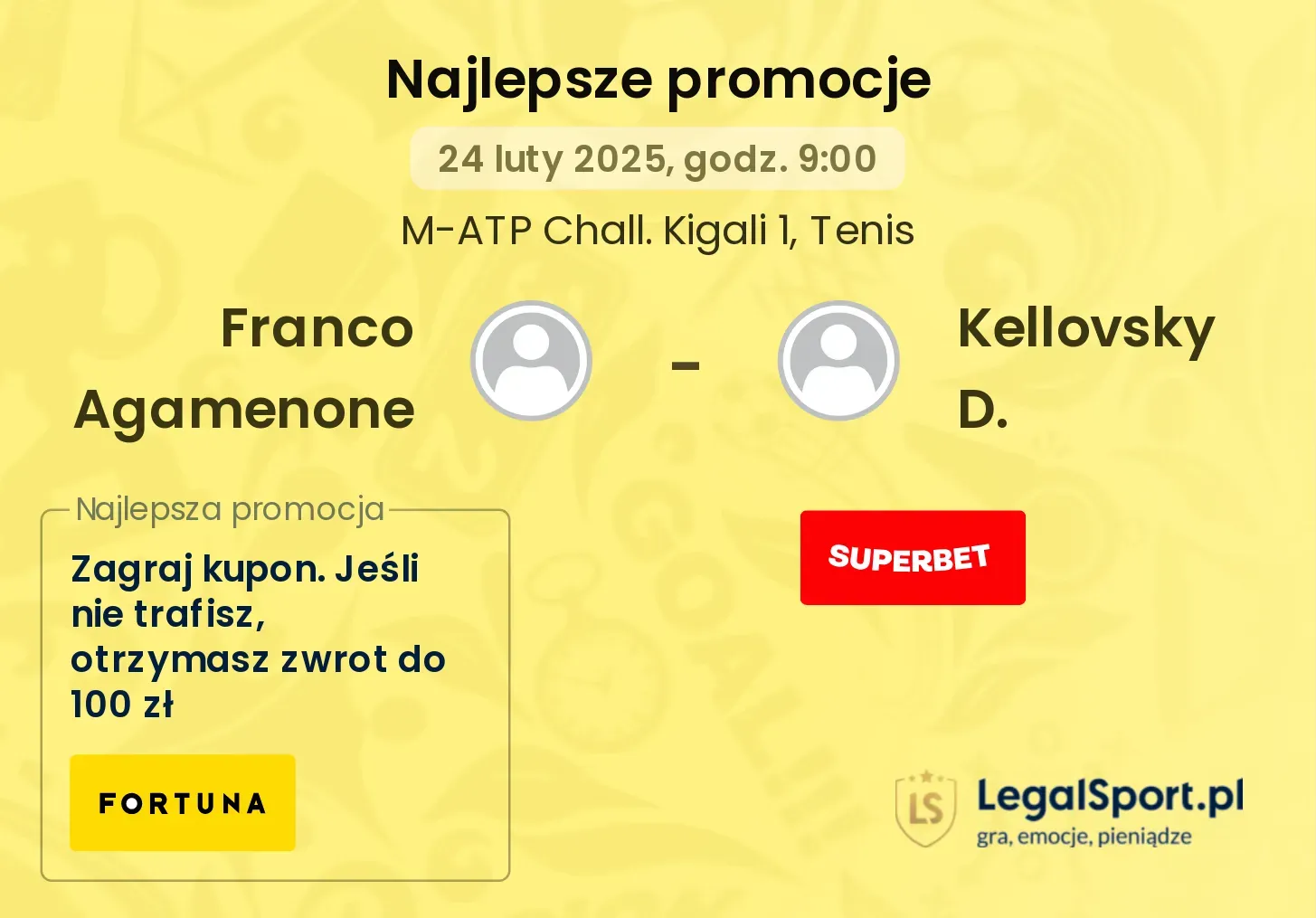 Franco Agamenone - Kellovsky D. promocje bonusy na mecz