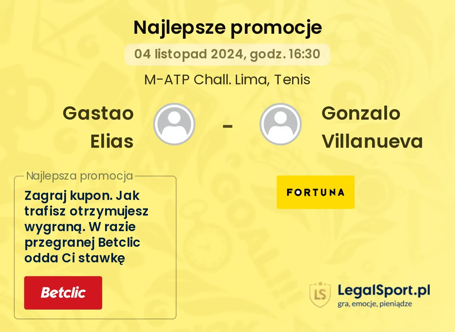 Gastao Elias - Gonzalo Villanueva promocje bonusy na mecz