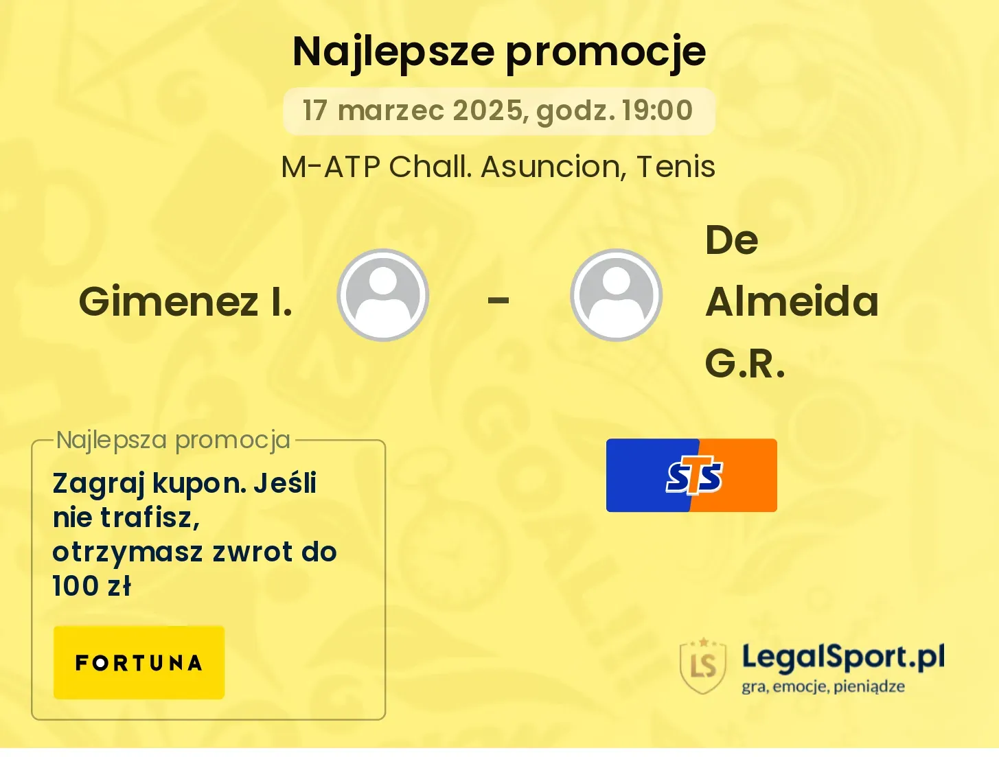 Gimenez I. - De Almeida G.R. promocje bonusy na mecz