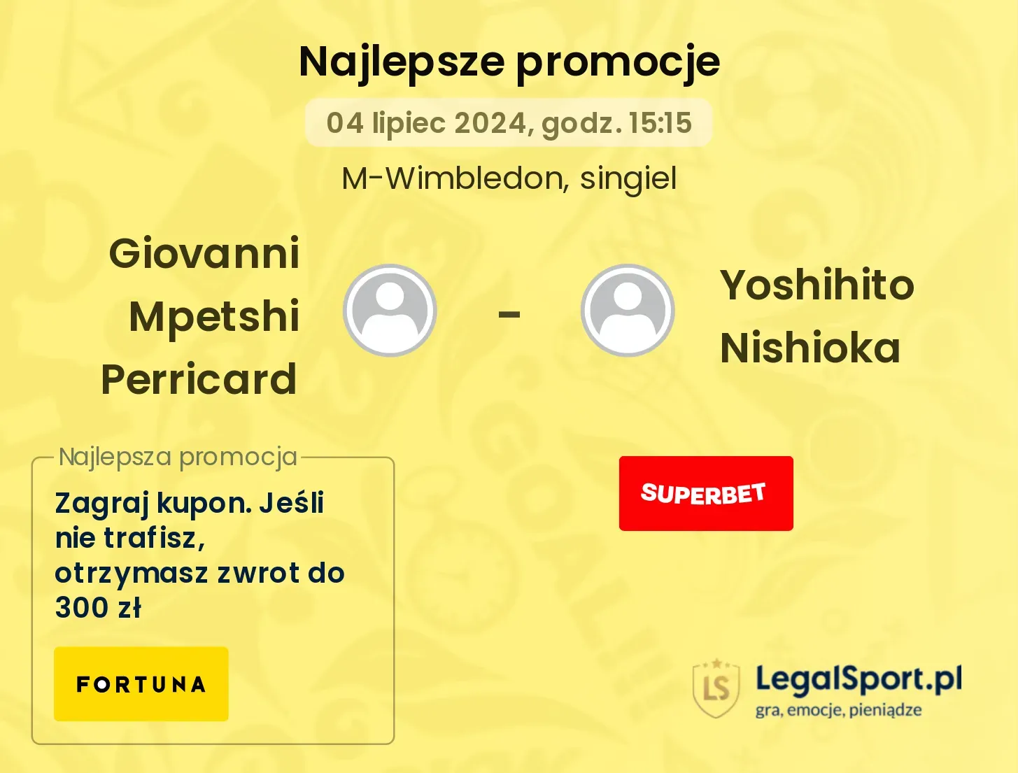 Giovanni Mpetshi Perricard - Yoshihito Nishioka promocje bonusy na mecz