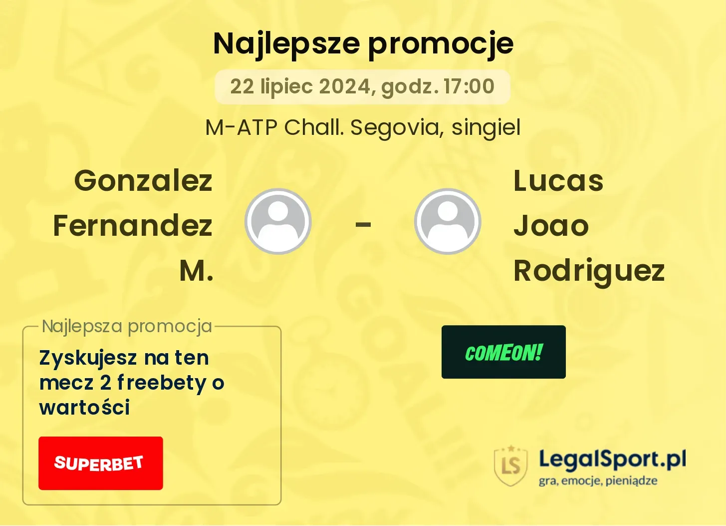 Gonzalez Fernandez M. - Lucas Joao Rodriguez promocje bonusy na mecz