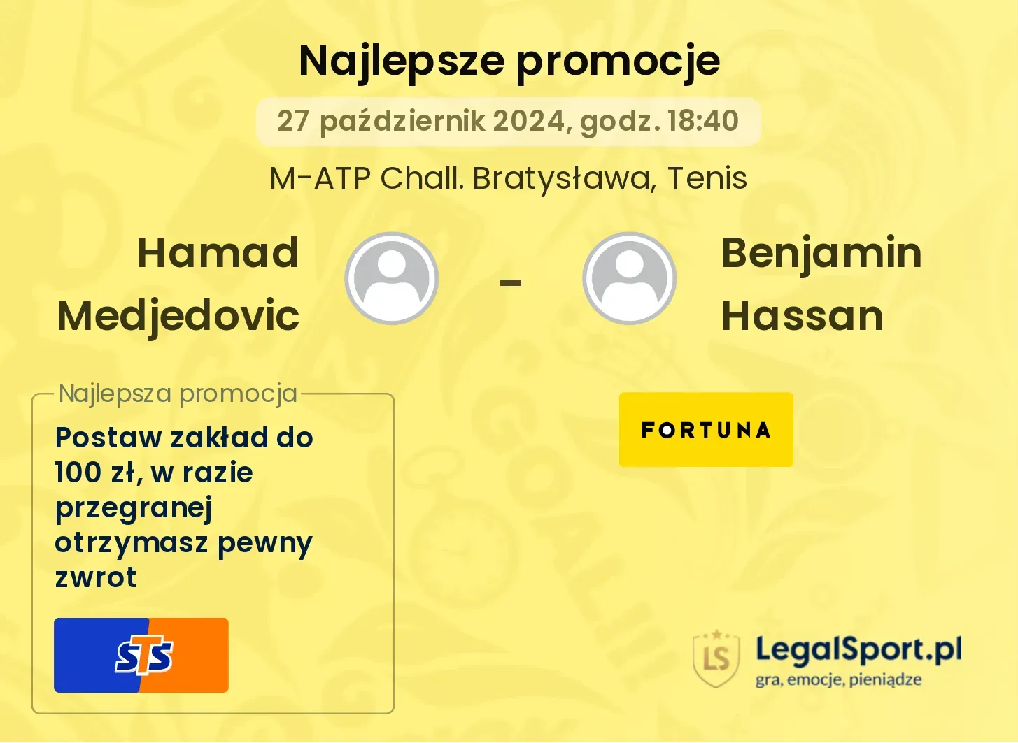 Hamad Medjedovic - Benjamin Hassan promocje bonusy na mecz