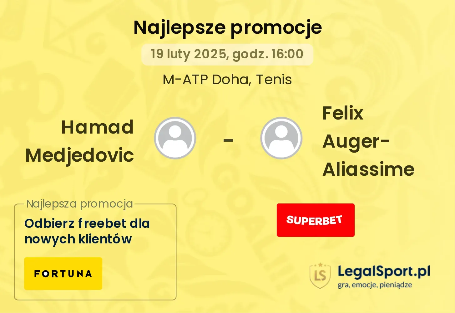 Hamad Medjedovic - Felix Auger-Aliassime promocje bonusy na mecz