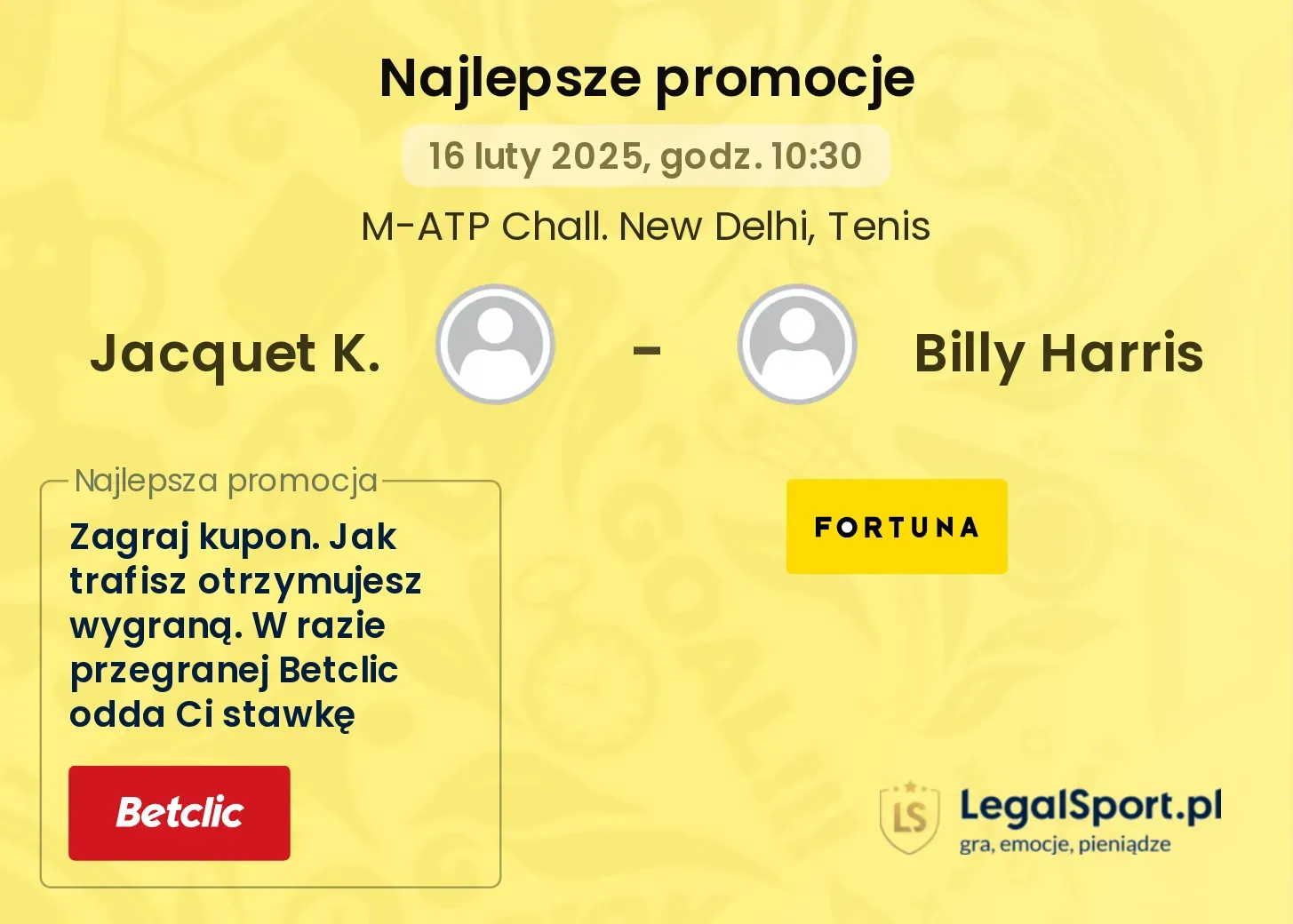 Jacquet K. - Billy Harris promocje bonusy na mecz