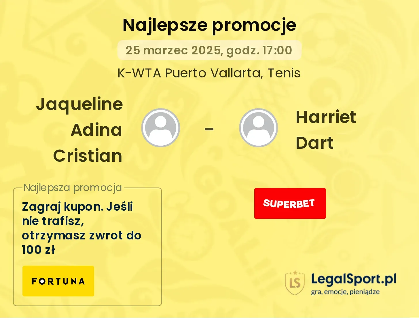 Jaqueline Adina Cristian - Harriet Dart promocje u bukmacherów