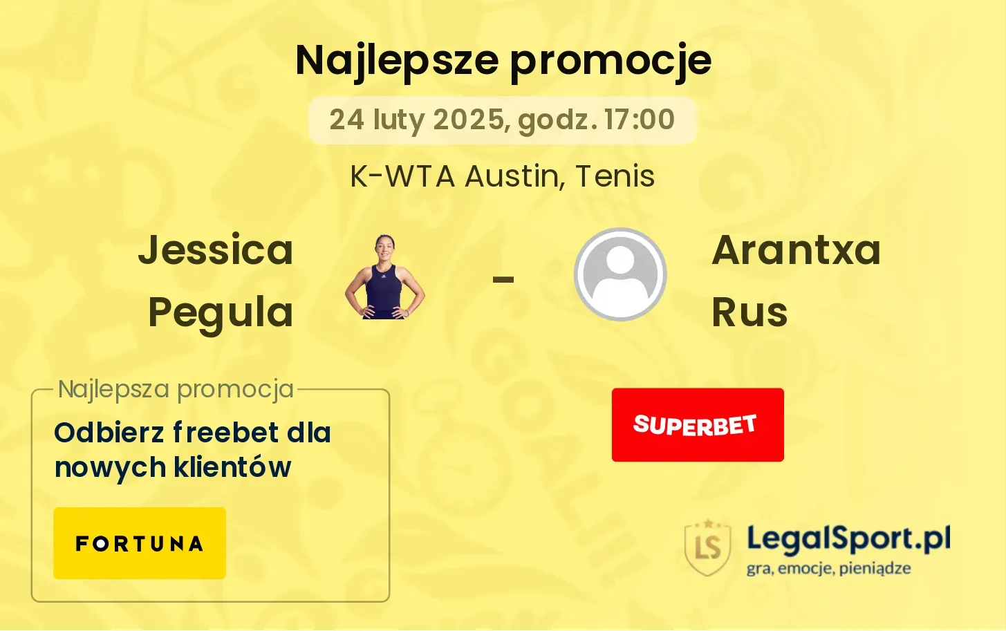 Jessica Pegula - Arantxa Rus promocje bonusy na mecz