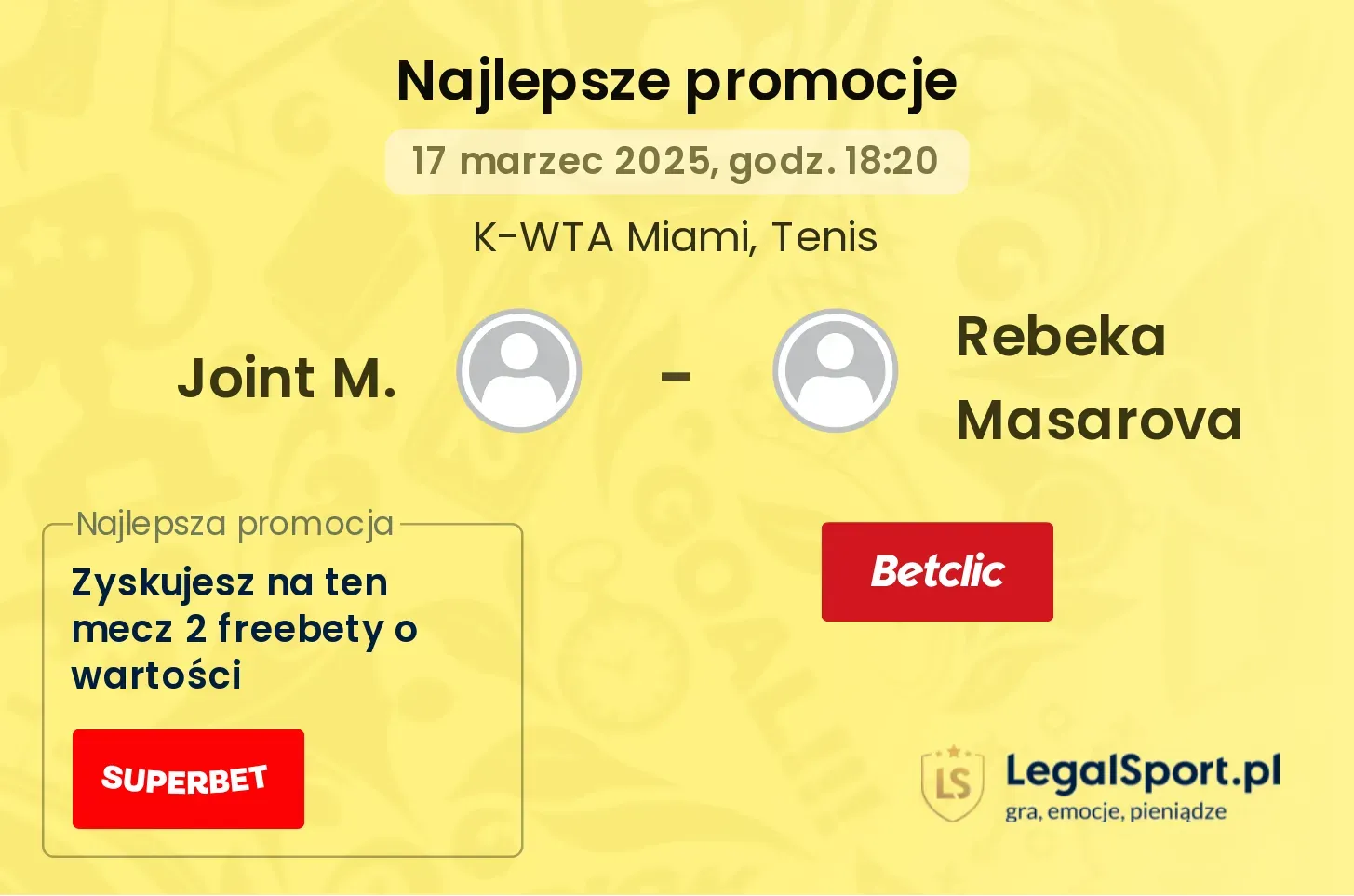 Joint M. - Rebeka Masarova promocje bonusy na mecz