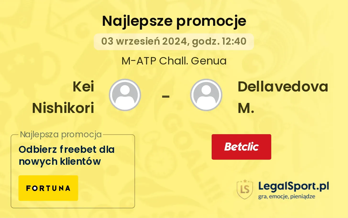 Kei Nishikori - Dellavedova M. promocje bonusy na mecz